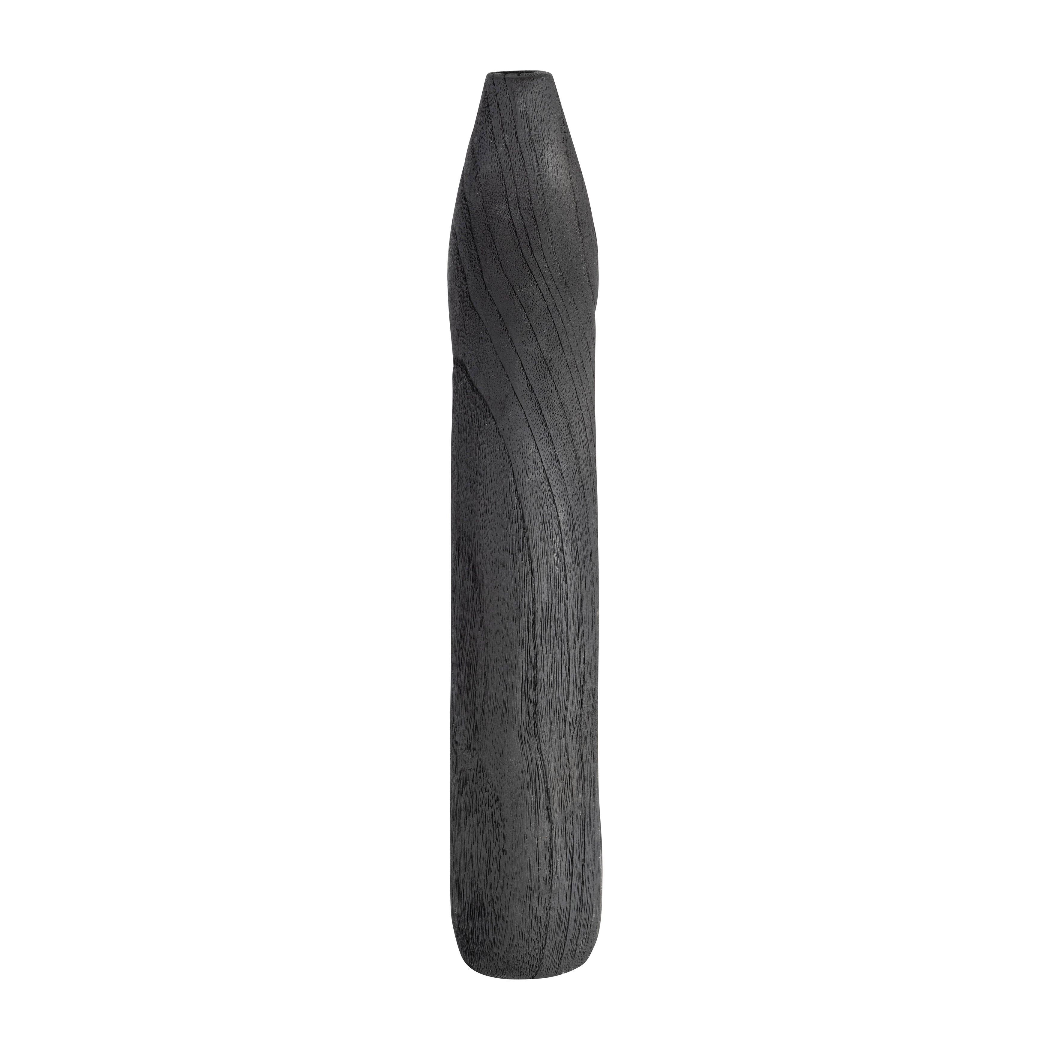 Wood, 14"h Cut-out Vase, Black - Decor Addict, LLC