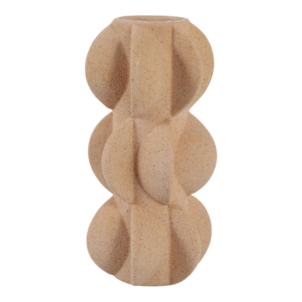 Decorative Vase - Tan Ceramic 3D Printed Textured, 11 in. - Decor Addict, LLC