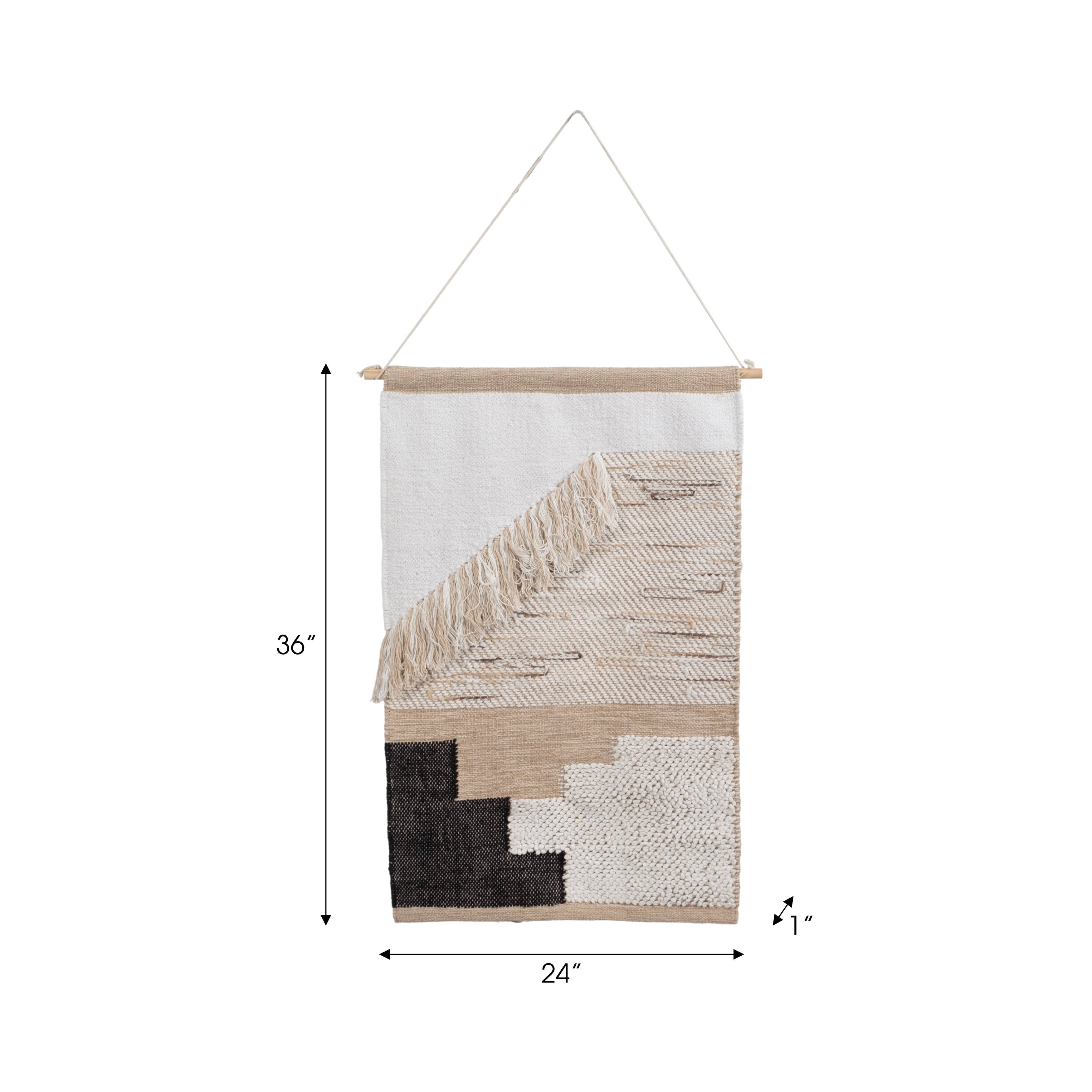 24 in. x 36 in. Ivory Diagonal Fringe Wall Hanging - Decor Addict, LLC