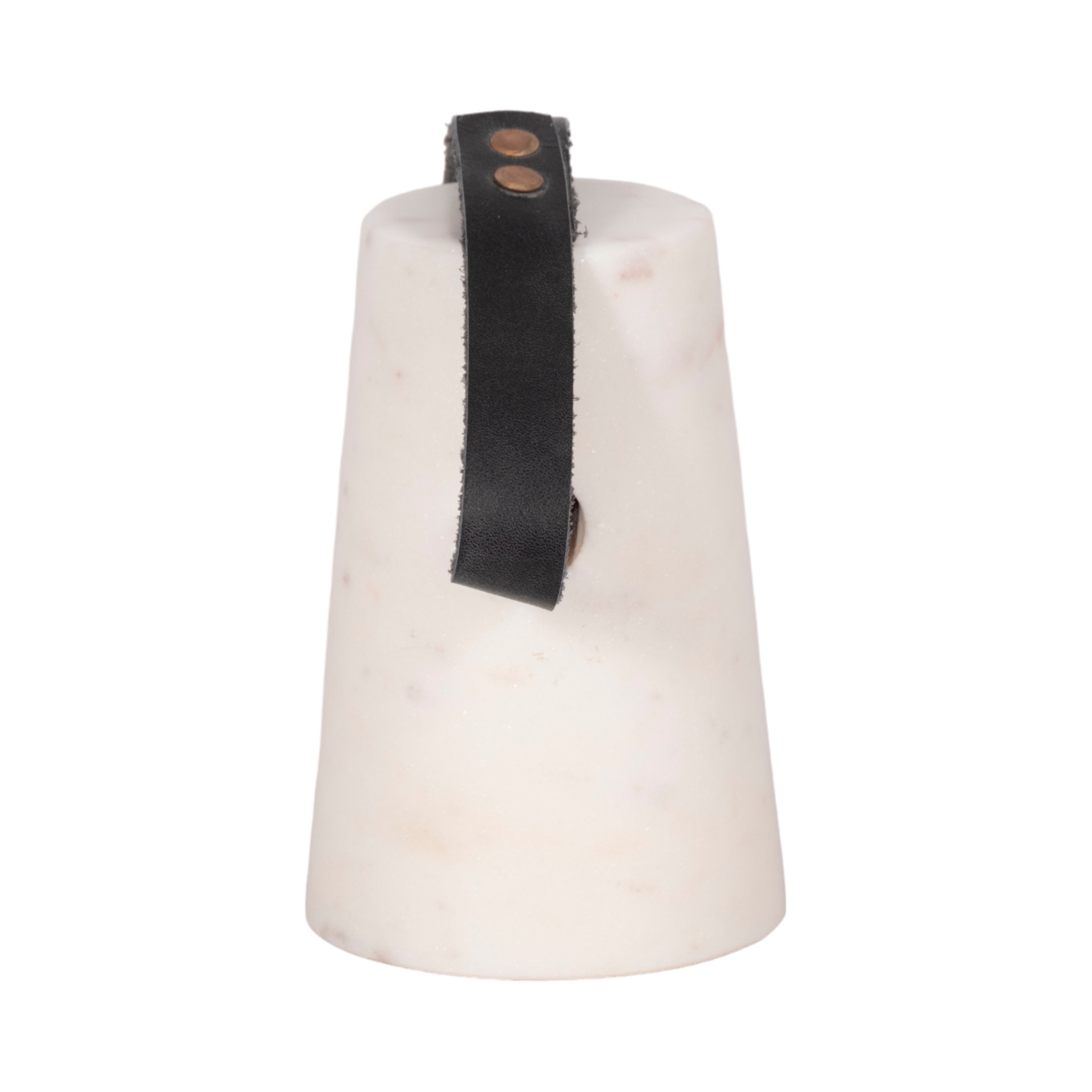 5" Marble Doorstop With Leather Handle, White/blac - Decor Addict, LLC