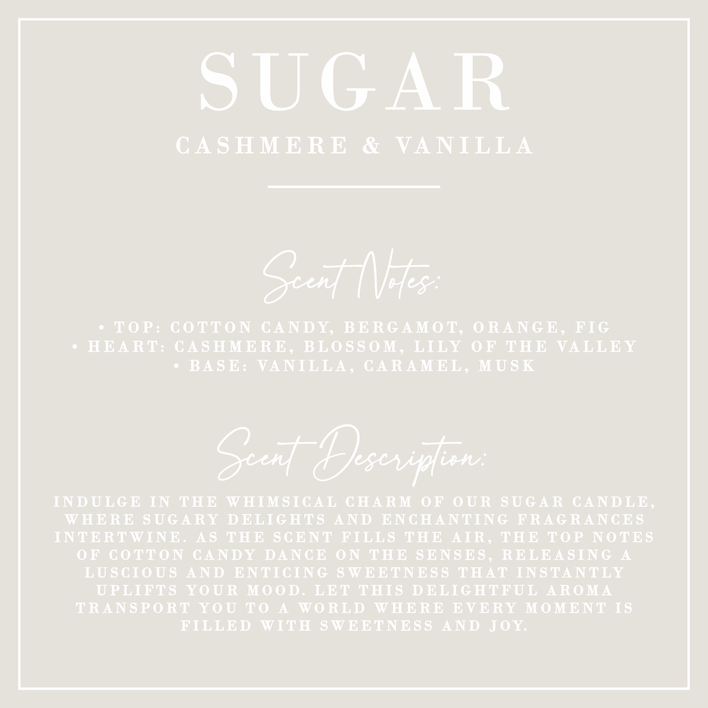 SUGAR | Cashmere + Vanilla Candle | Luxe Collection: 12 oz - Decor Addict, LLC
