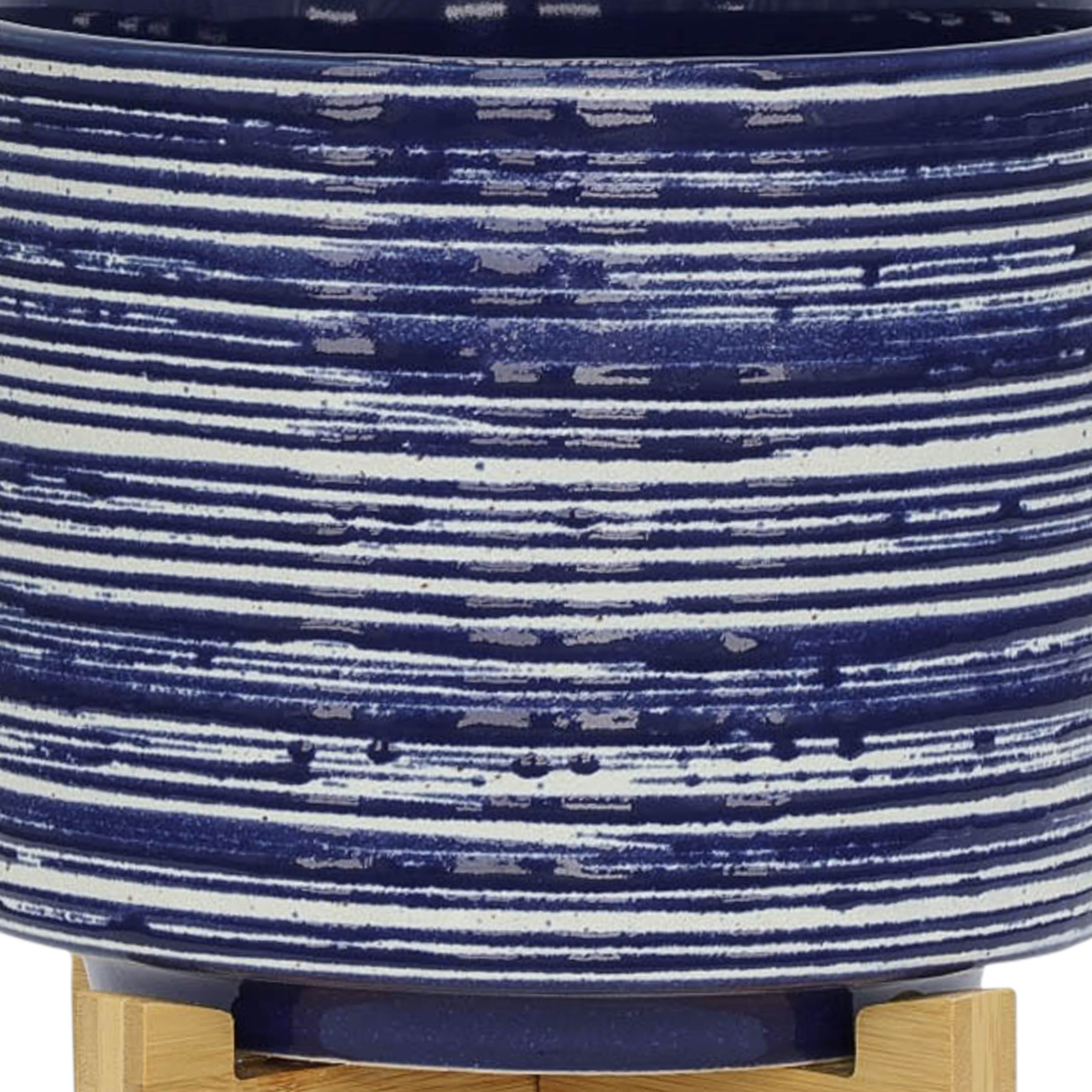 Cer, S/2 5/8" Planter On Stand, Blue - Decor Addict, LLC