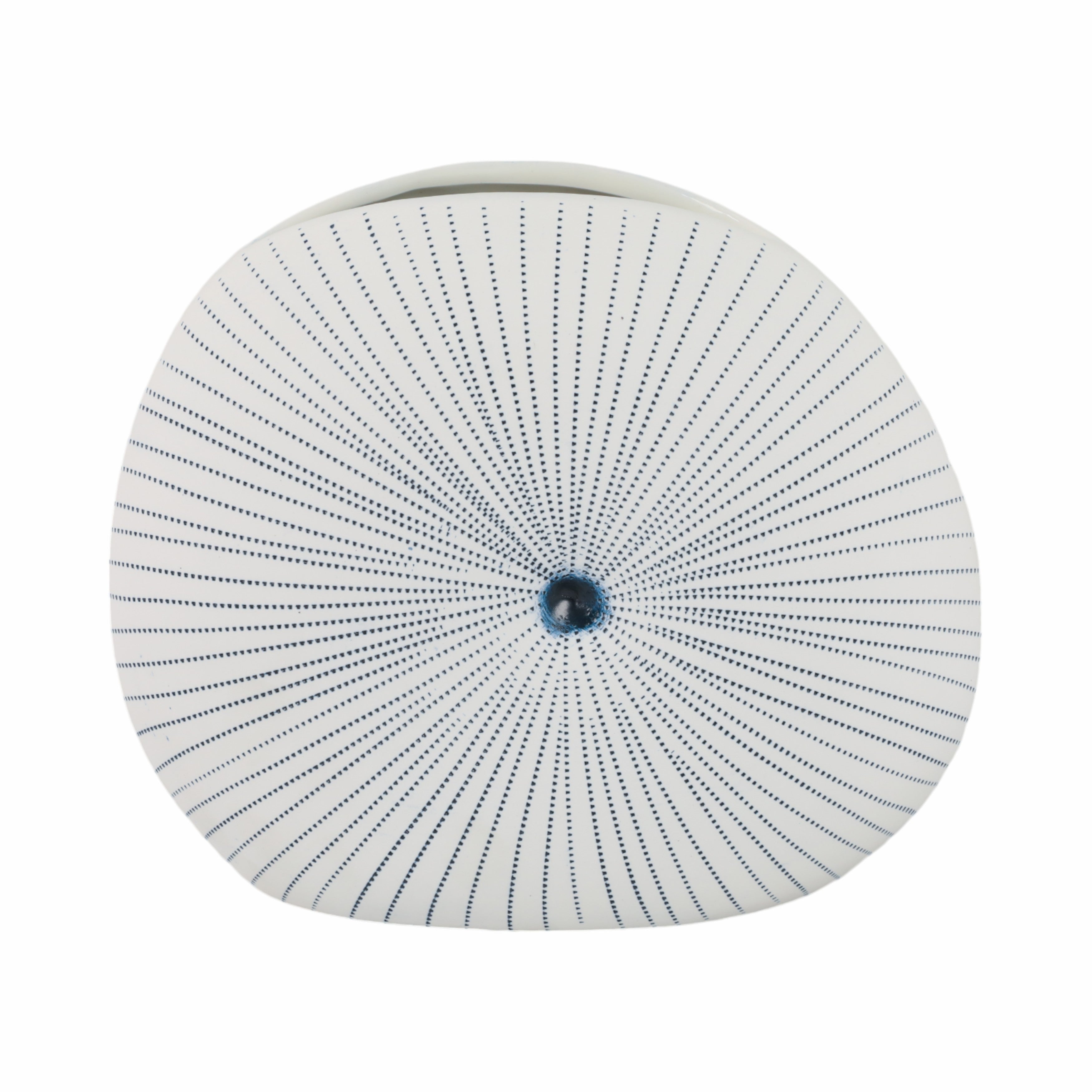 10x9" Round Dotted Shell Vase, White/blue - Decor Addict, LLC