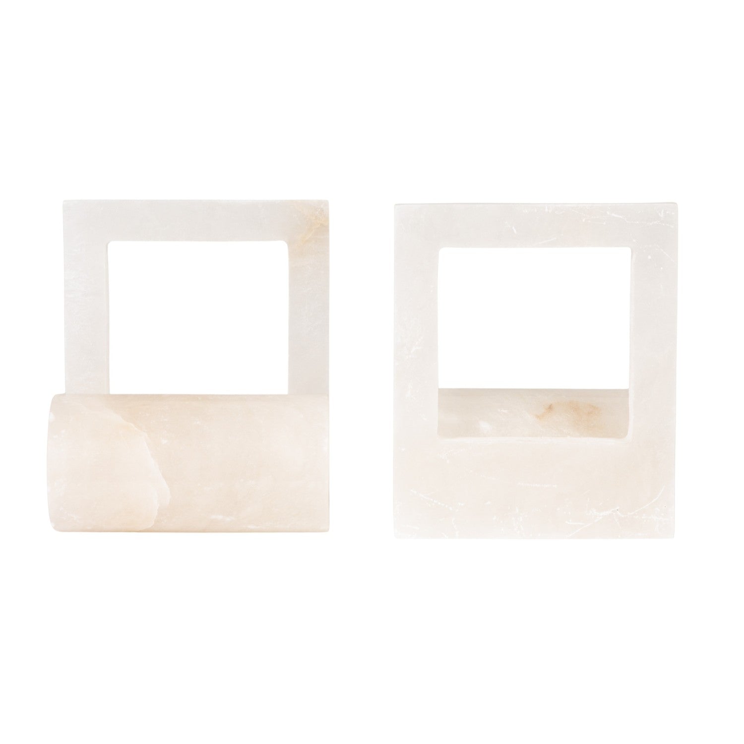 Alabaster Bookends with Cut-Outs, Set of 2 (Each One Will Vary)