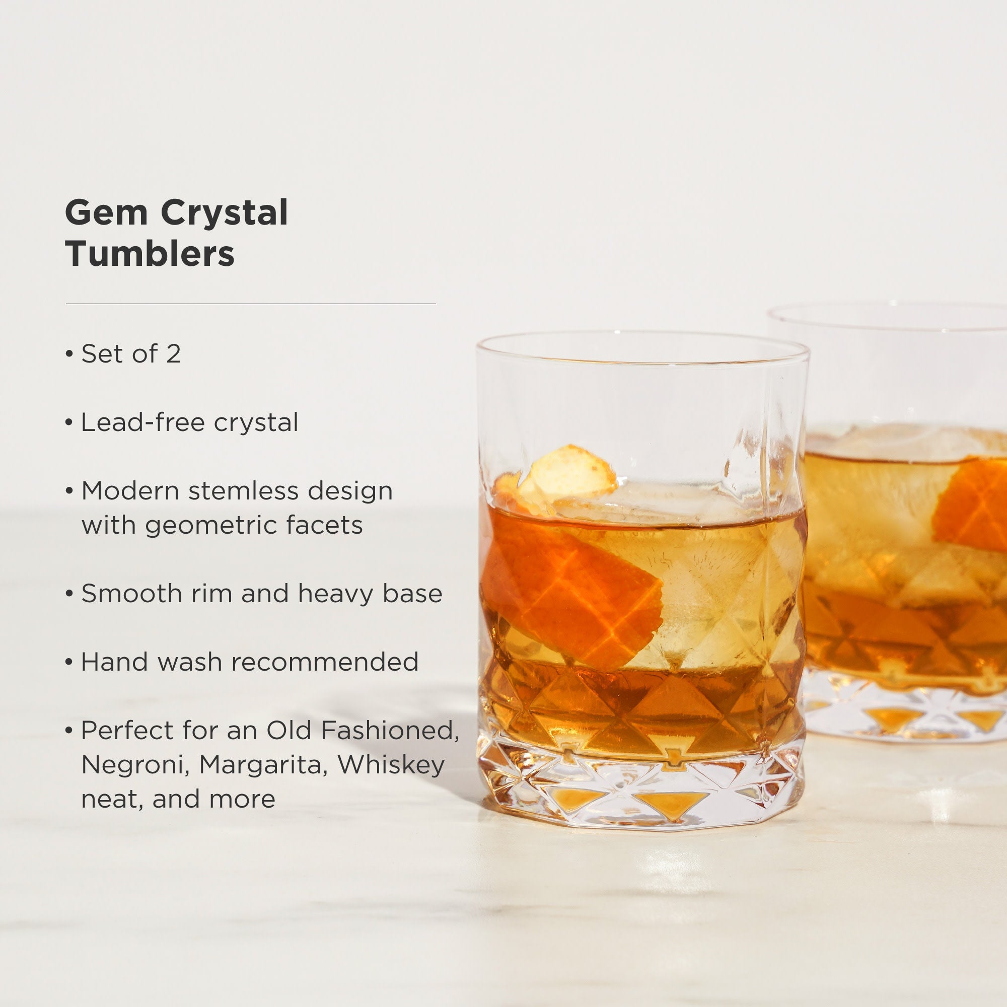 Gem Crystal Tumblers Set of 2 - Decor Addict, LLC
