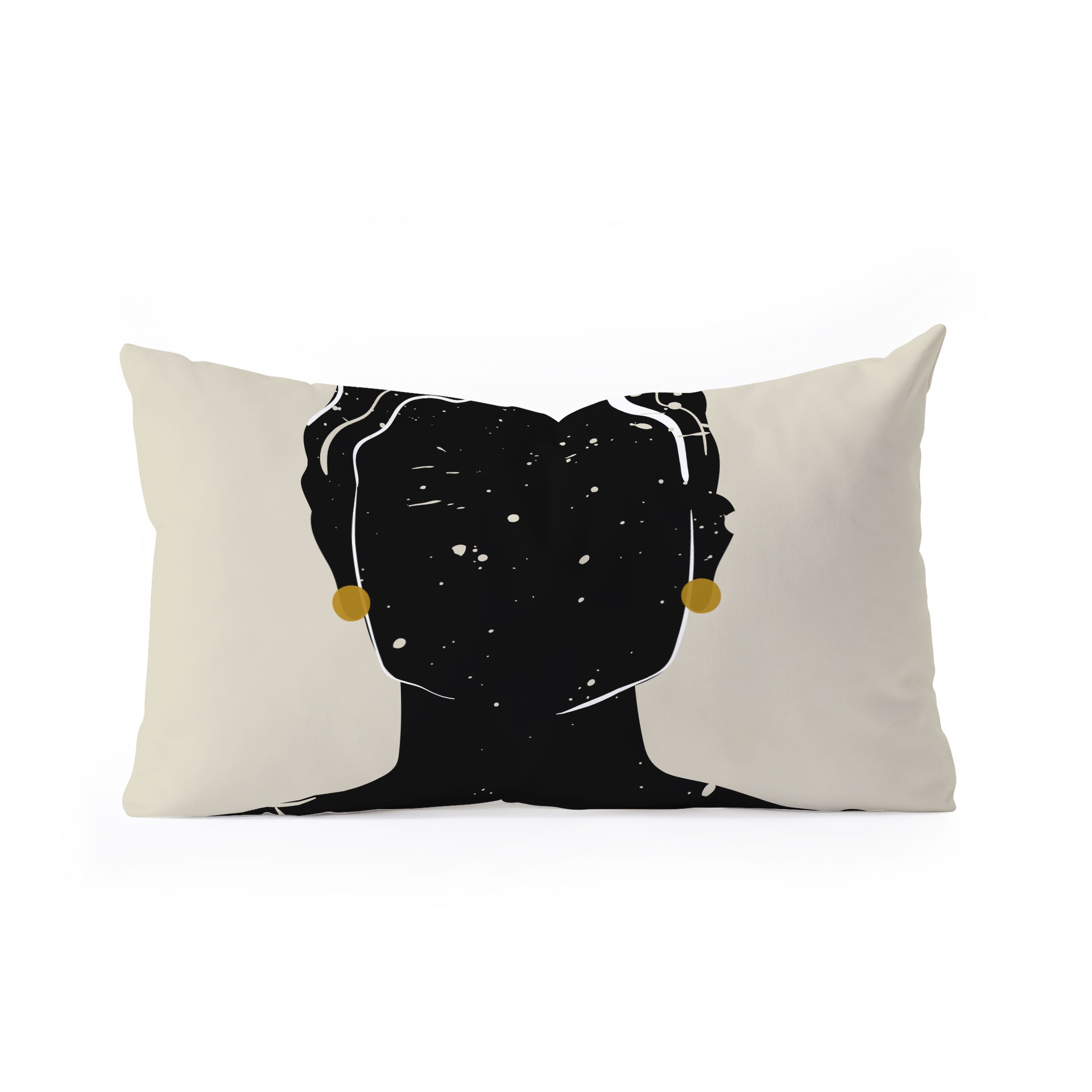 domonique brown black hair no 5 oblong throw pillow - Decor Addict, LLC