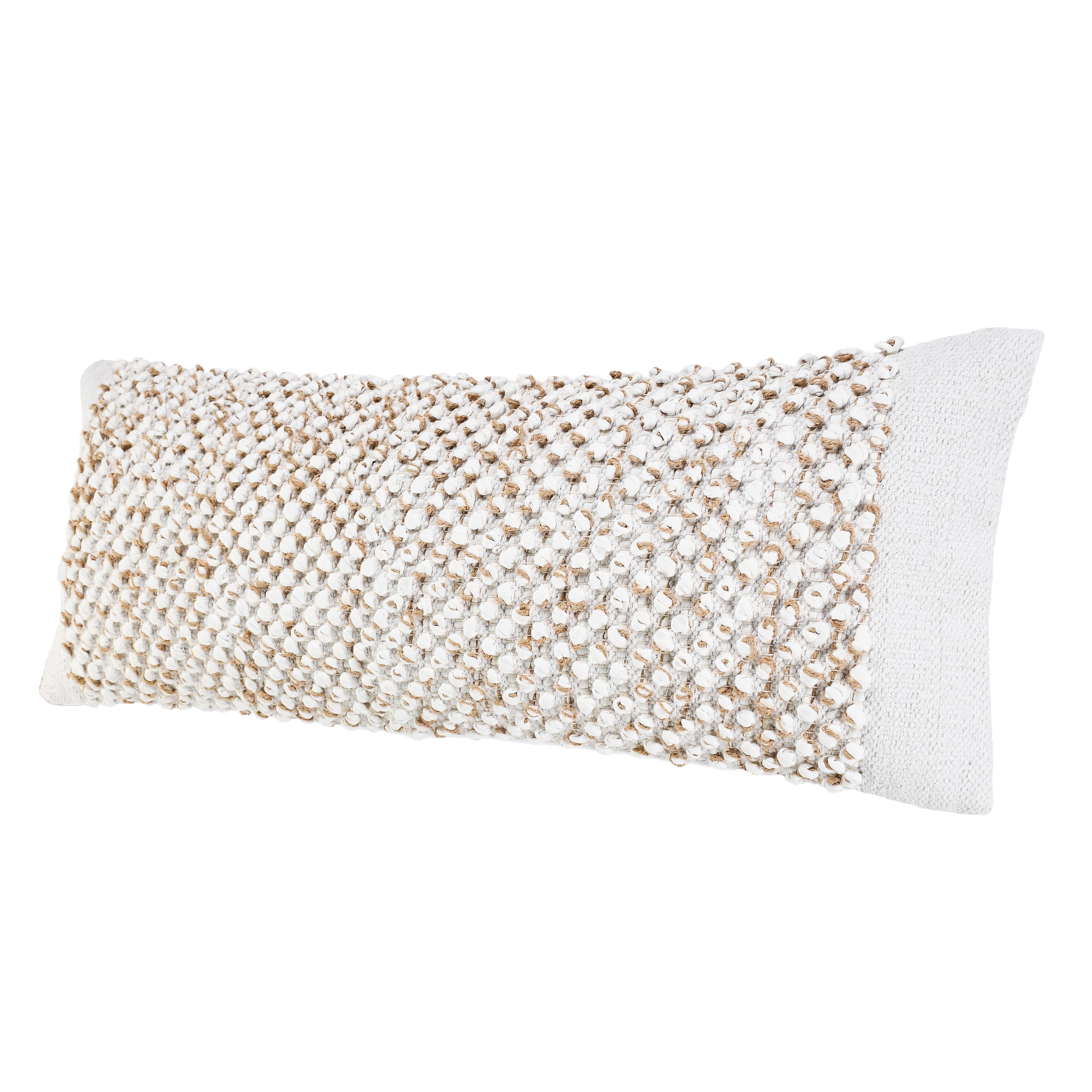 Farmhouse Color Block Hand-Woven Cotton Blend Pillow: Pillow- Poly Filled - Decor Addict, LLC