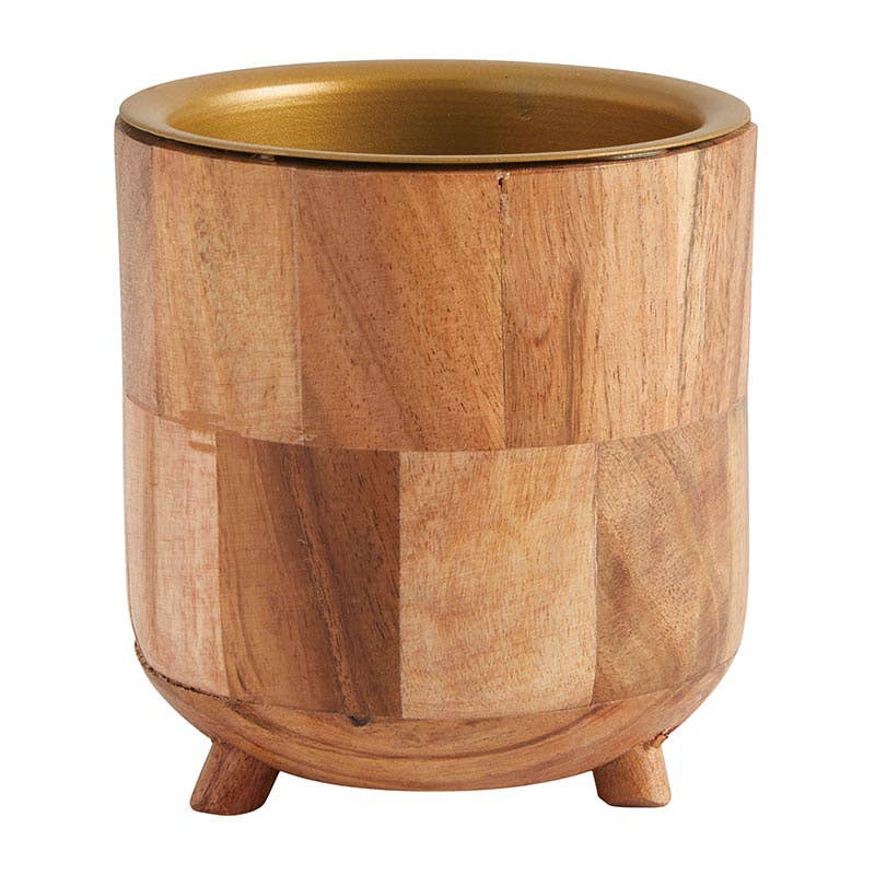 Acacia Wood Candle Holder Lg - Decor Addict, LLC