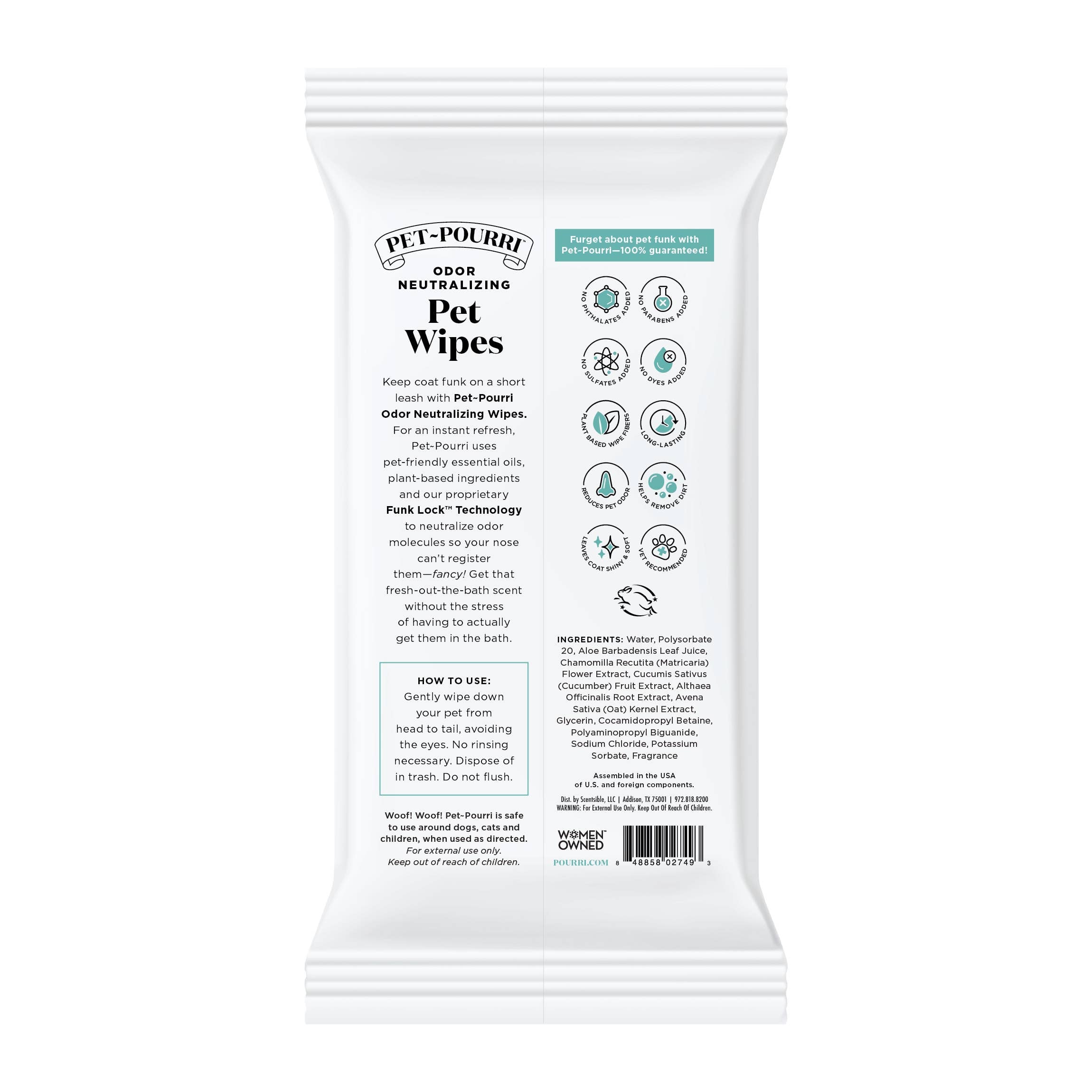 Pet~Pourri - Pet Coat Wipes - 50ct - Pawsitively Fresh Scent - Decor Addict, LLC