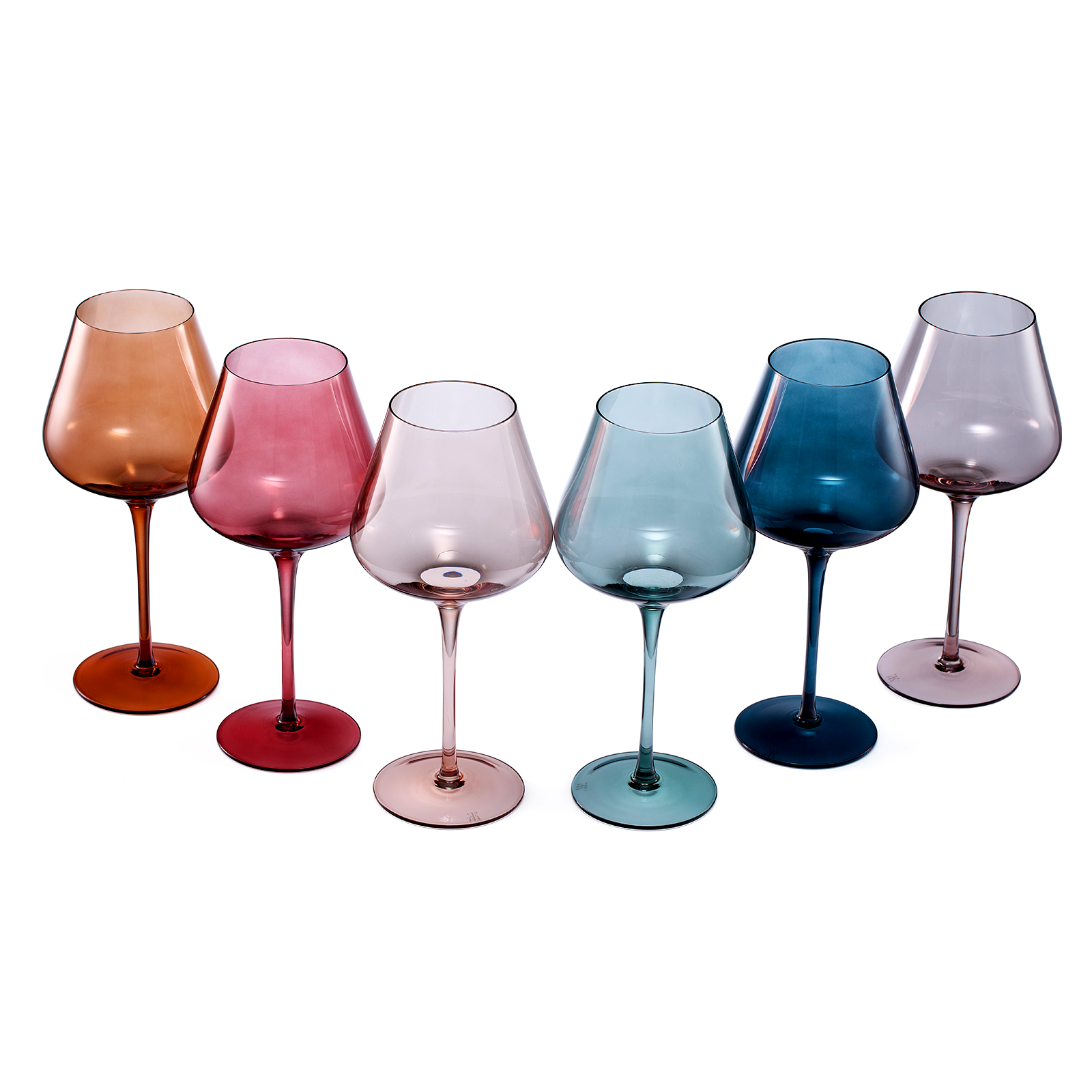 Pastel Large Colored Crystal Wine Glass Set of 6 - Decor Addict, LLC