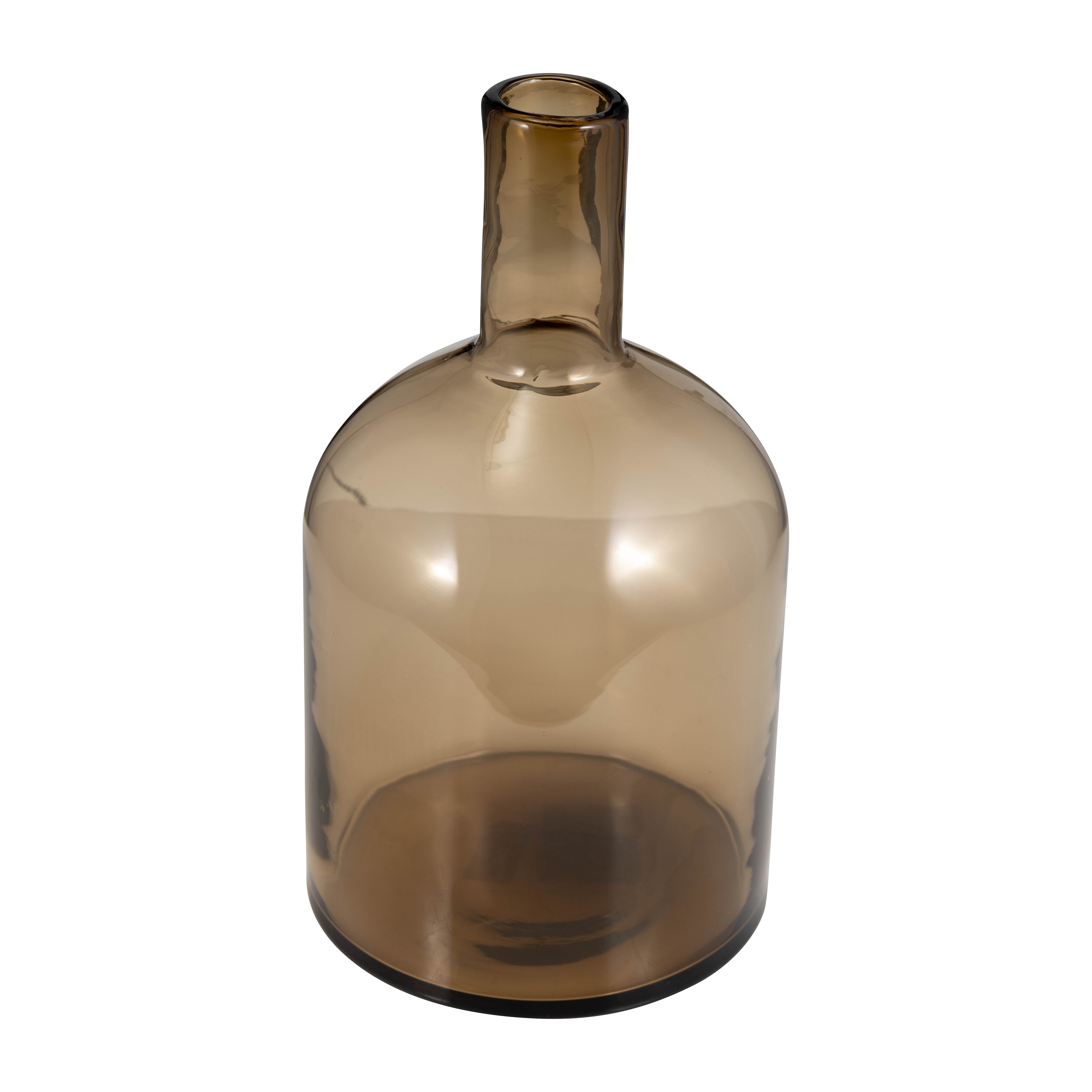 Glass, 17" Bottle W/ Stopper Taupe - Decor Addict, LLC