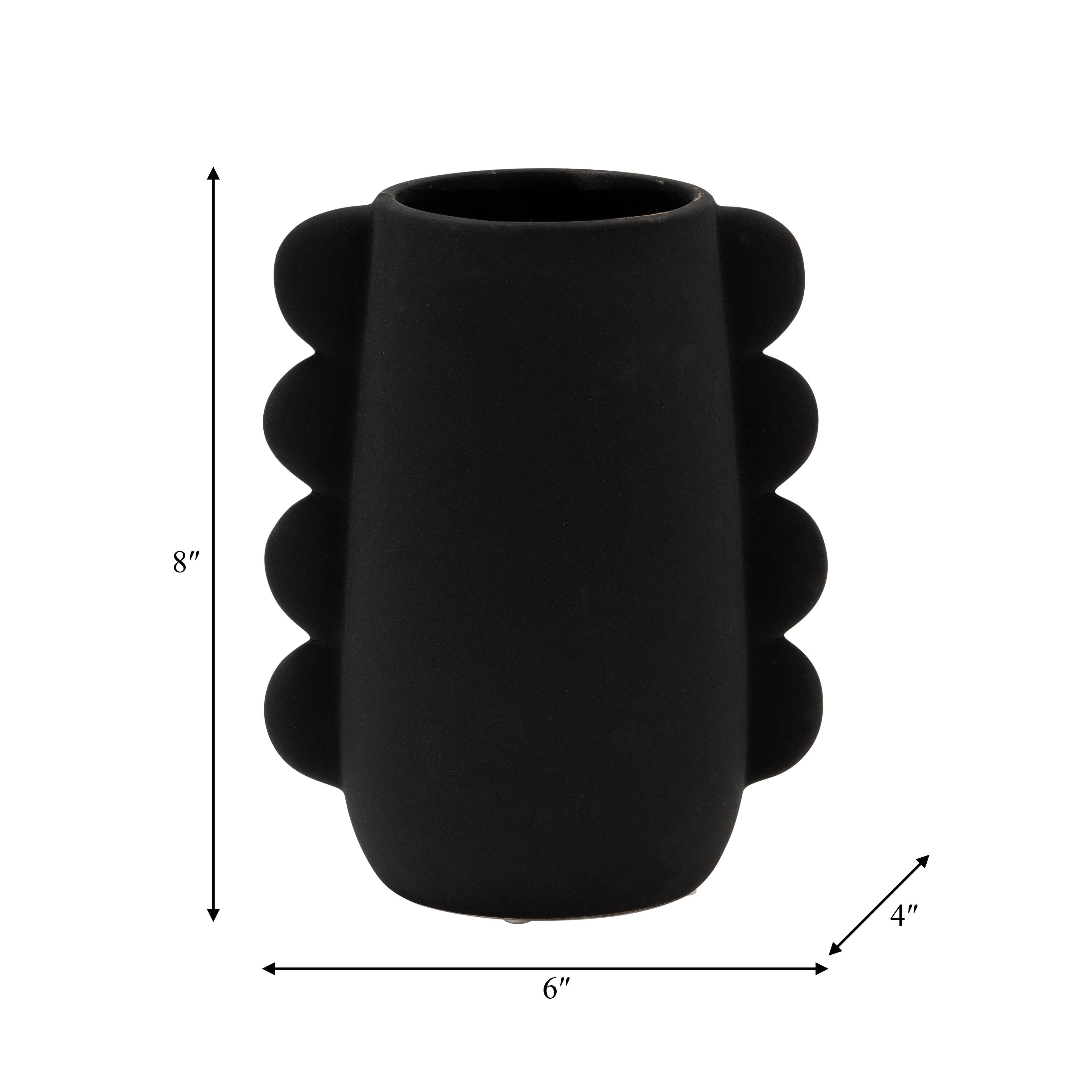 8 in. Black Stoneware Contemporary Unique Eared Vase - Decor Addict, LLC