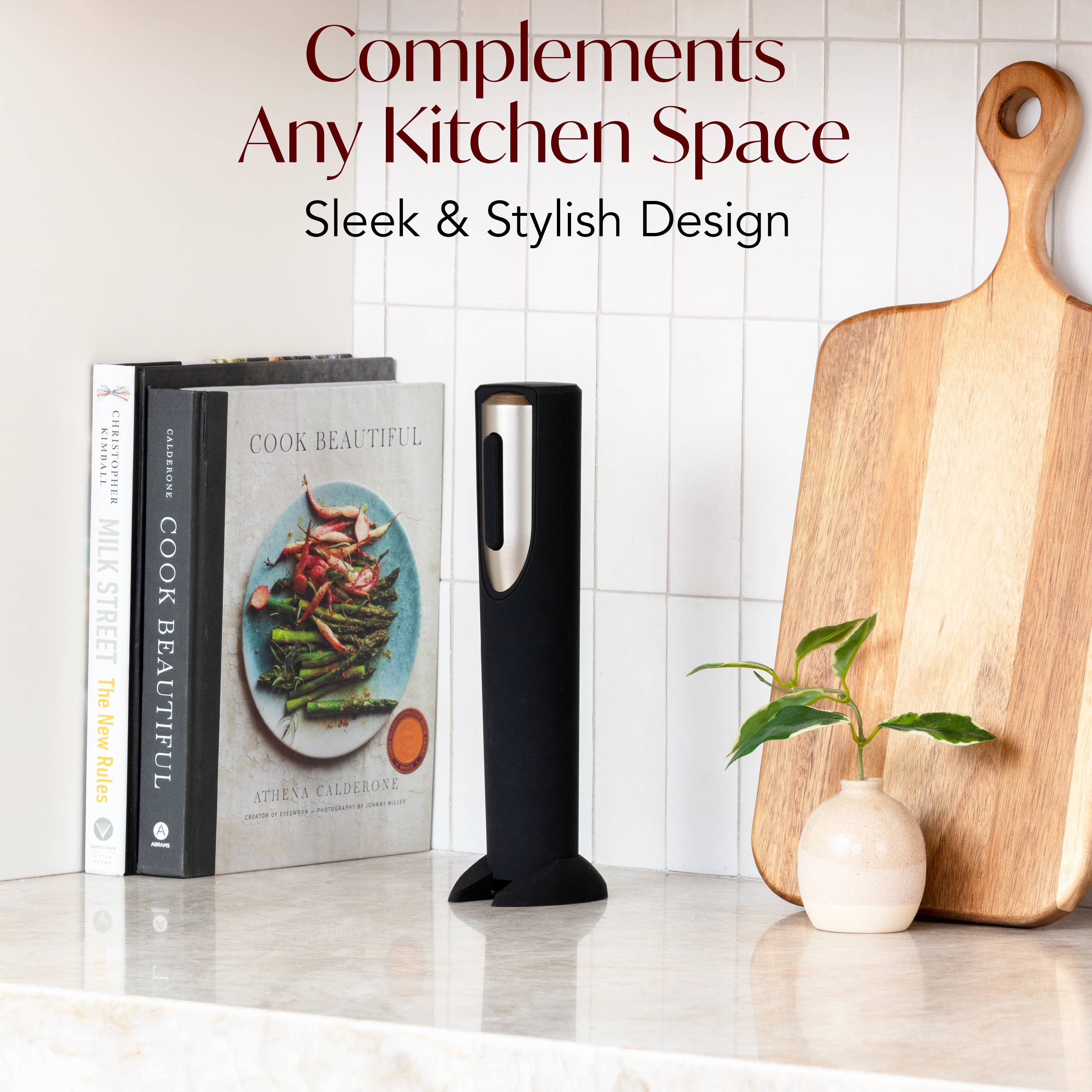 Vin Fresco Electric Wine Opener, Battery-Powered Corkscrew: Black & Silver - Decor Addict, LLC