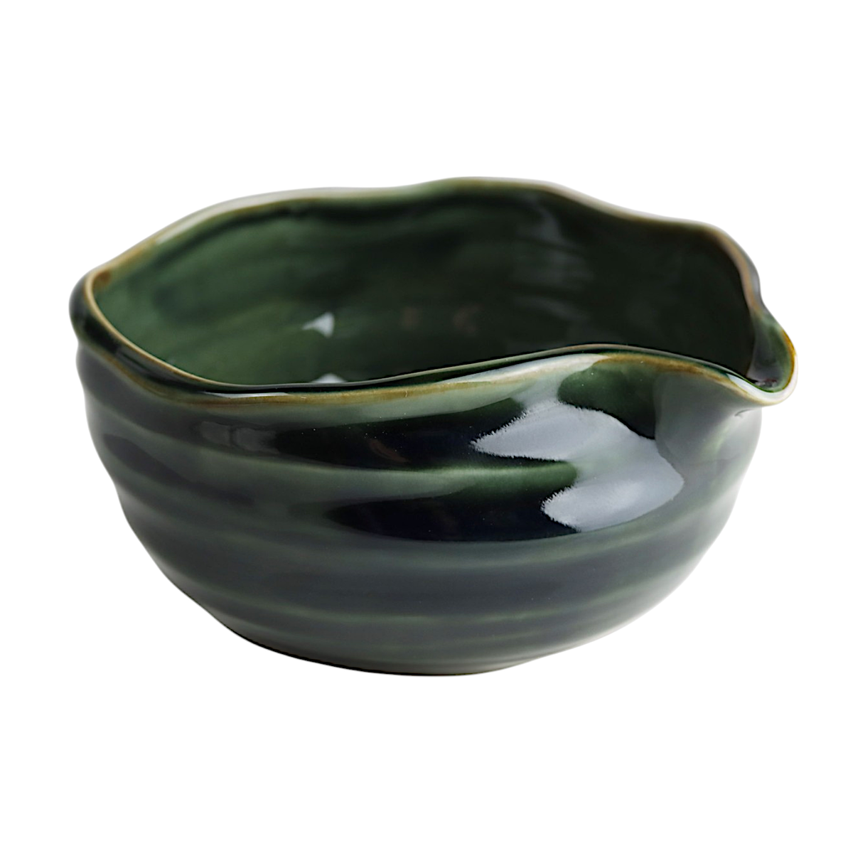 12oz Katakuchi Matcha Bowl With Spout Green Oribe JP (1/36)