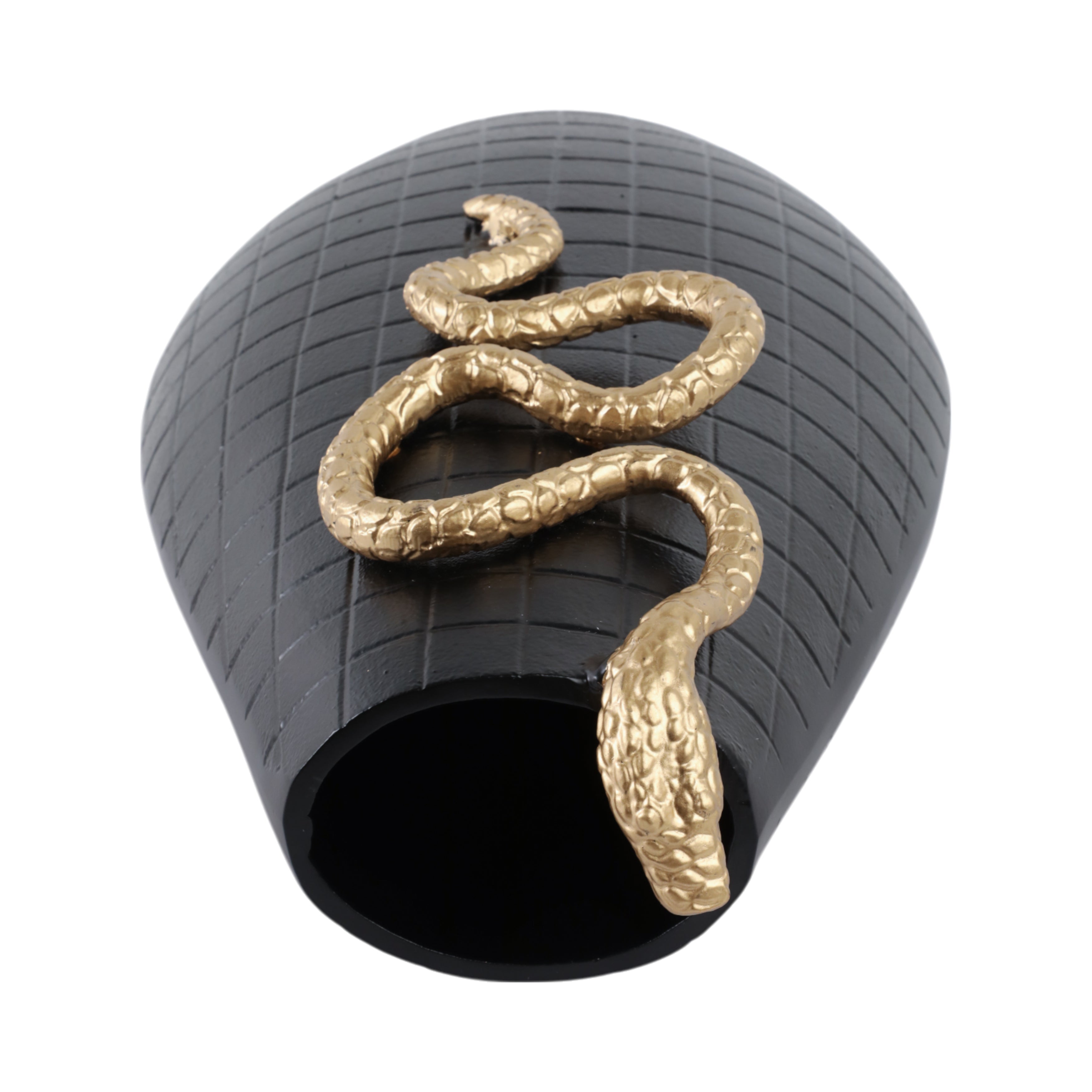 21x11" Curved Snake On Vase, Black/gold - Decor Addict, LLC