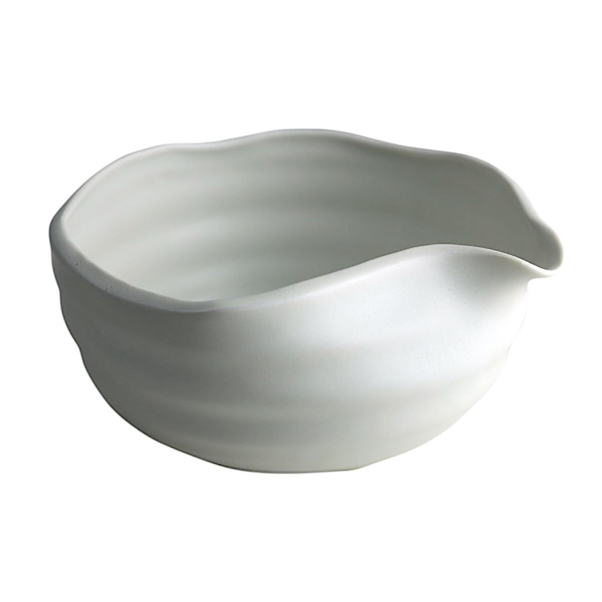 12oz Katakuchi Matcha Bowl With Spout White Matte JP (1/36)