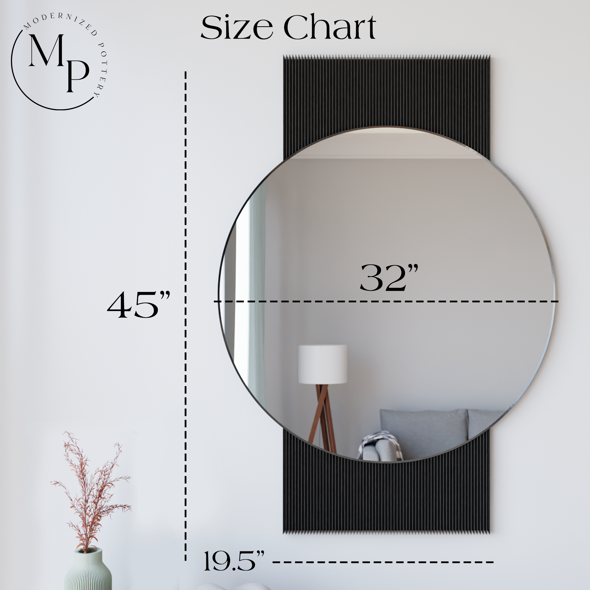 SOL Mirror: Midnight Black / 32" Mirror x 45" Tall - Decor Addict, LLC