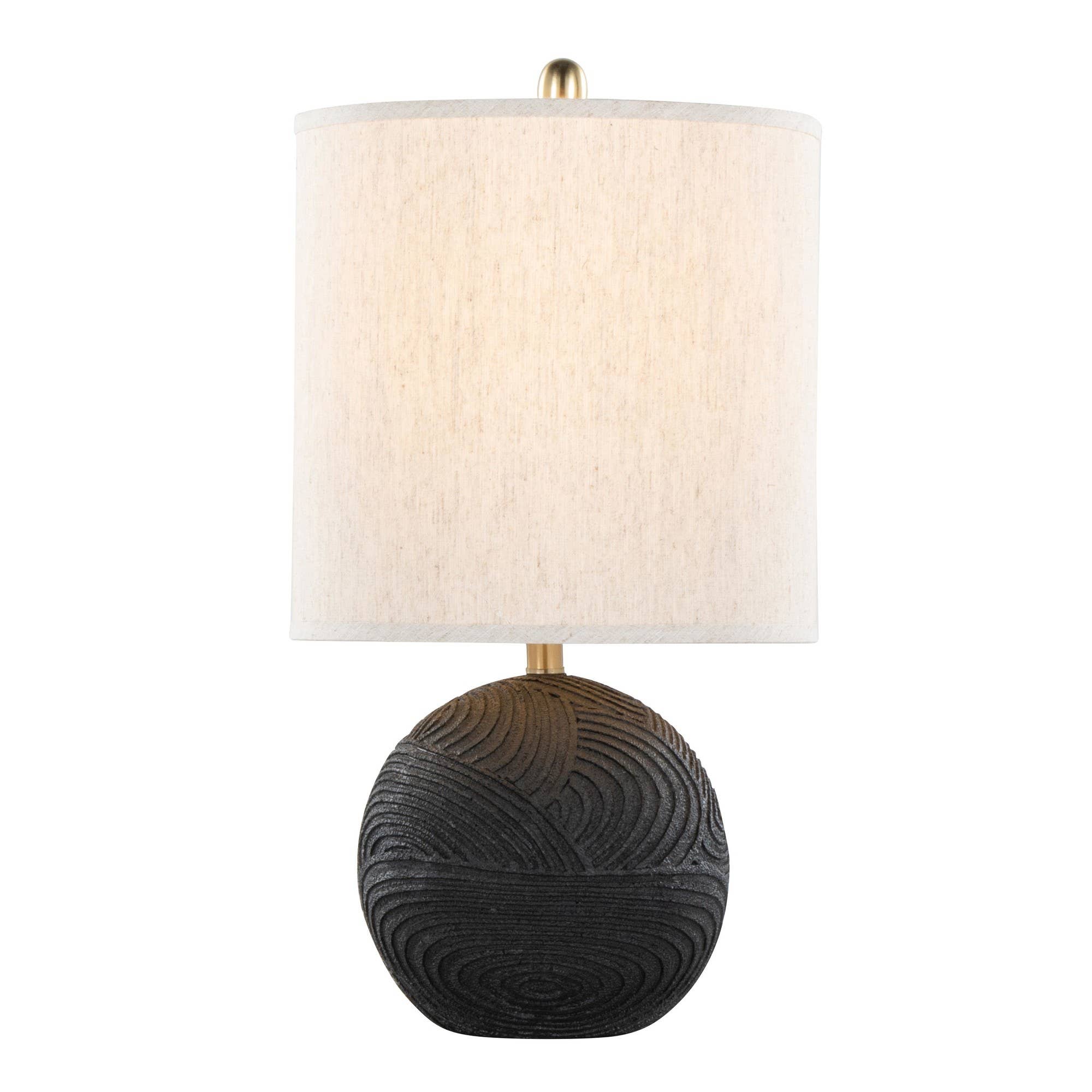 Kona 23" Polyresin Table Lamp - Set of 2: Matte Black Polyresin, Modern Brass, Natural Linen - Decor Addict, LLC