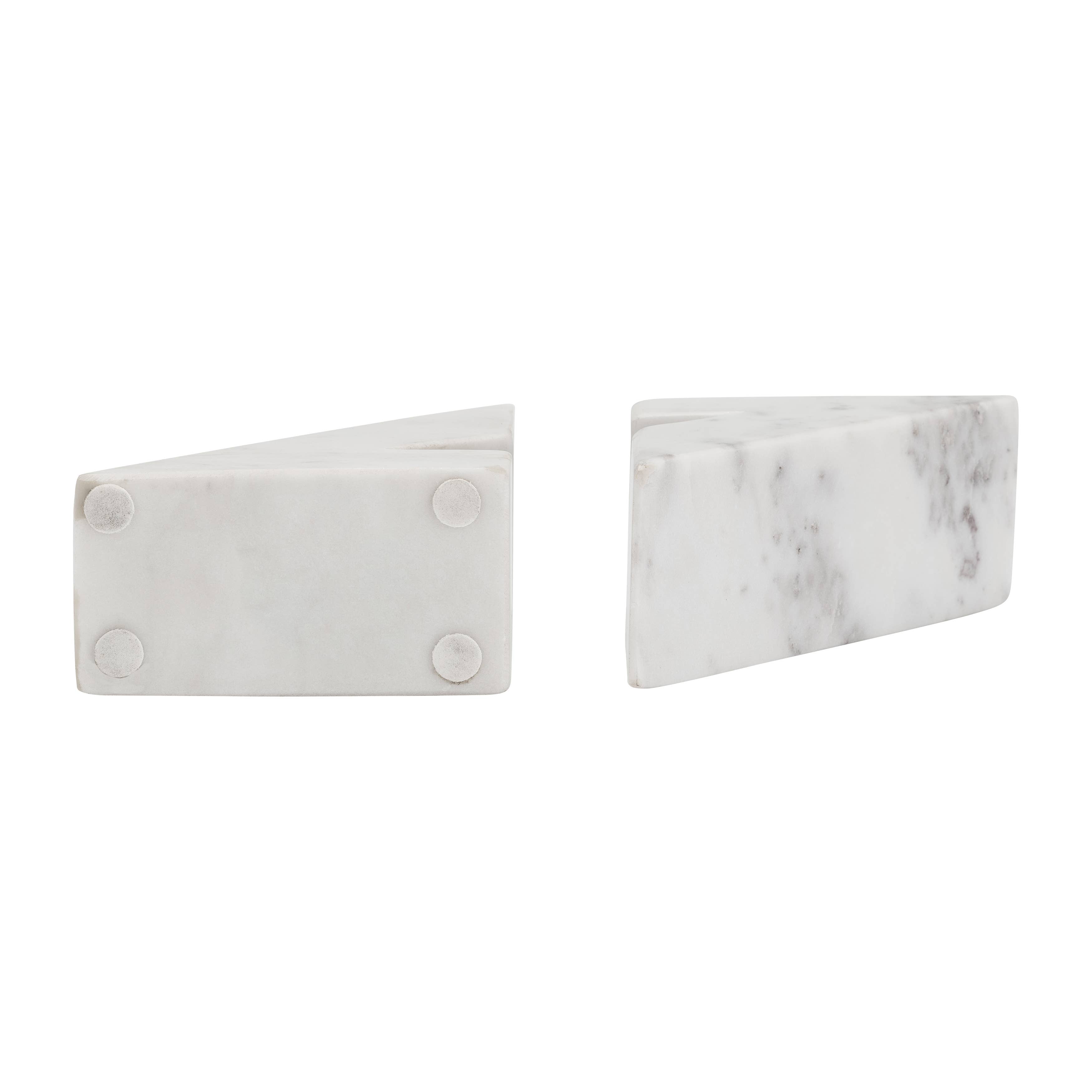 Bookends Set - White Marble Modern Right Triangle, 6 in. - Decor Addict, LLC