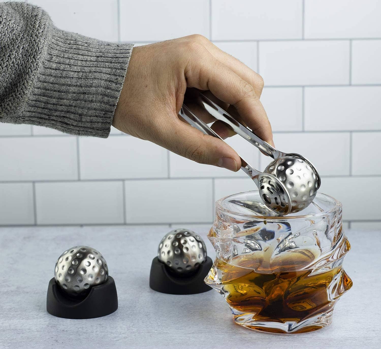 Golf Ball Shaped Stainless Steel Whiskey Stones, 4 Stones - Decor Addict, LLC