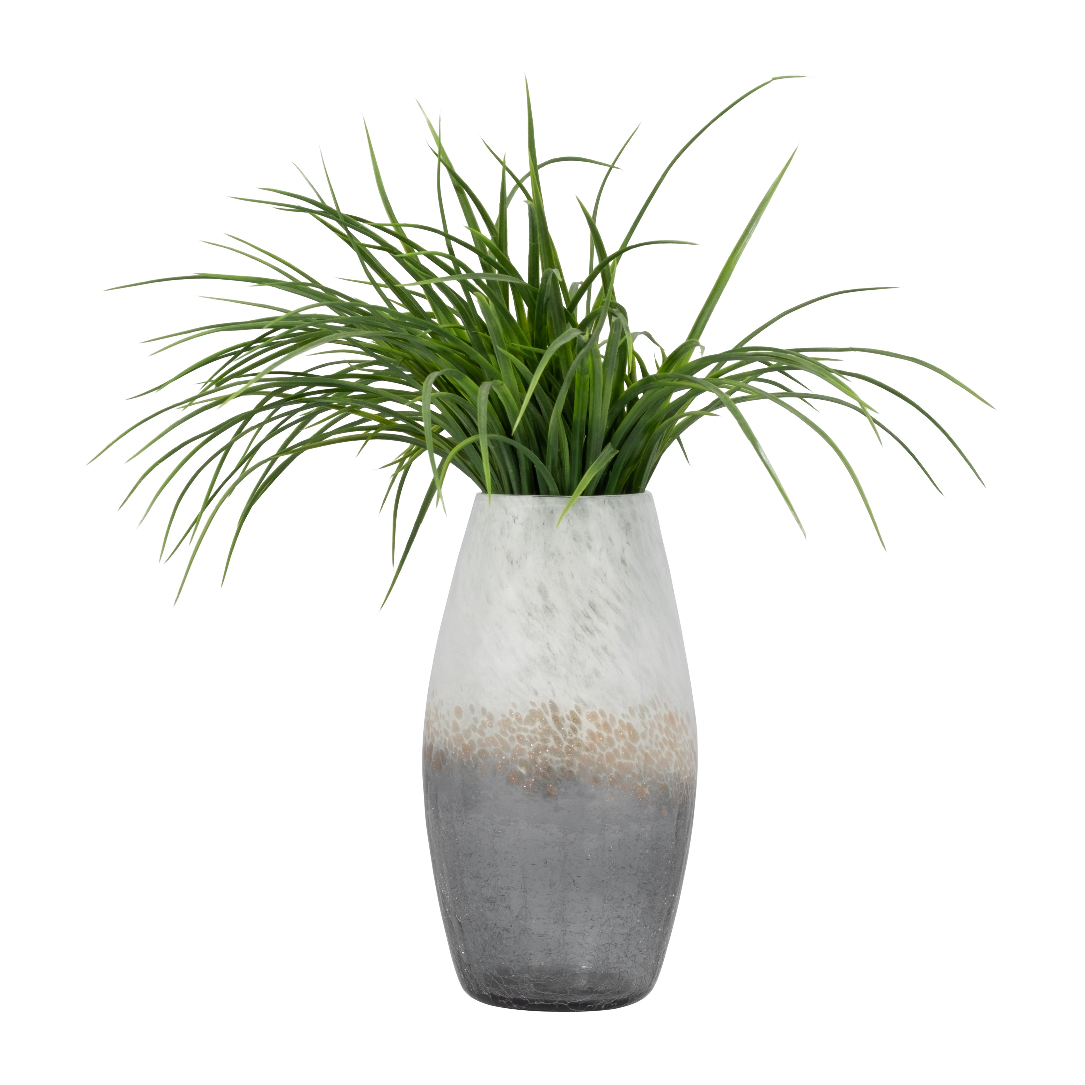 Glass, 12" Crackle Vase, Multi - Decor Addict, LLC