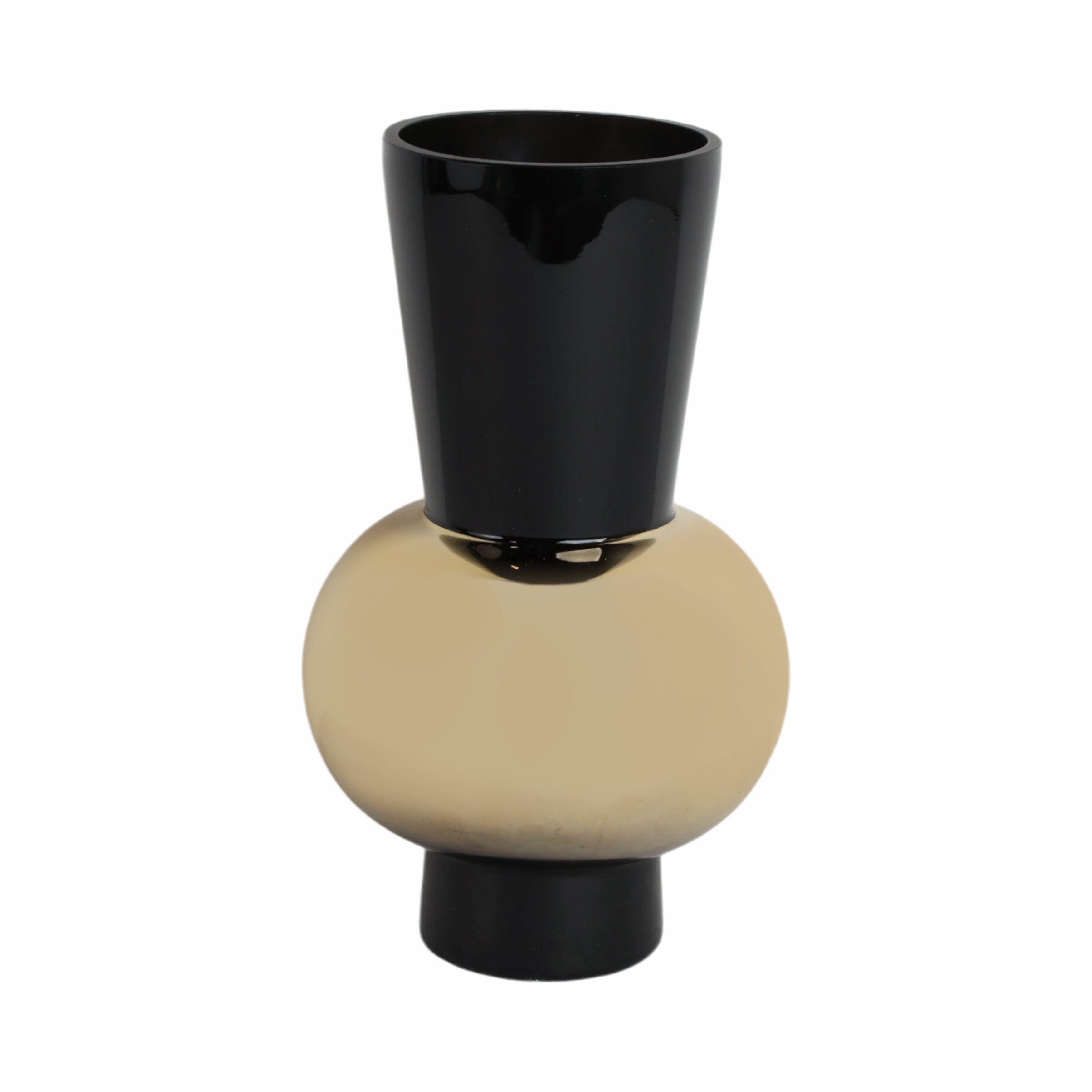 Glass, 12" Totem Vase, Black/gold - Decor Addict, LLC