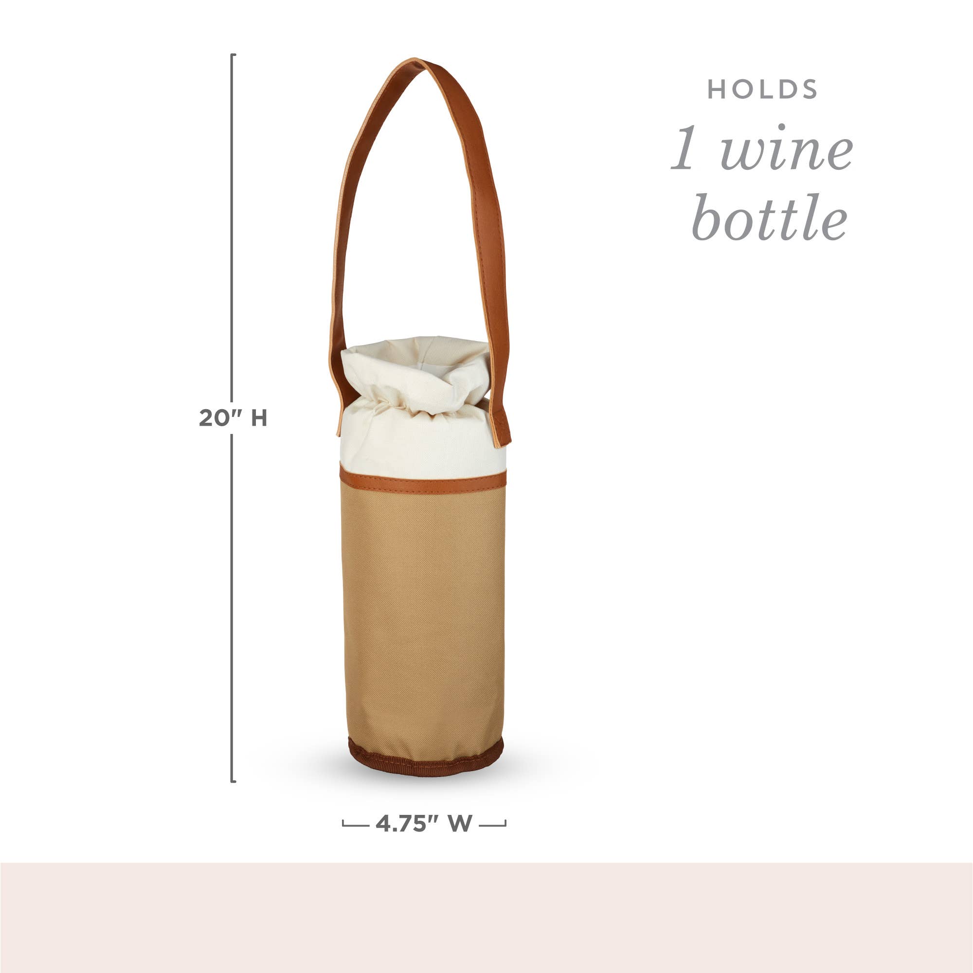 Single Bottle Insulated Wine Tote w/ Faux Leather Strap - Decor Addict, LLC