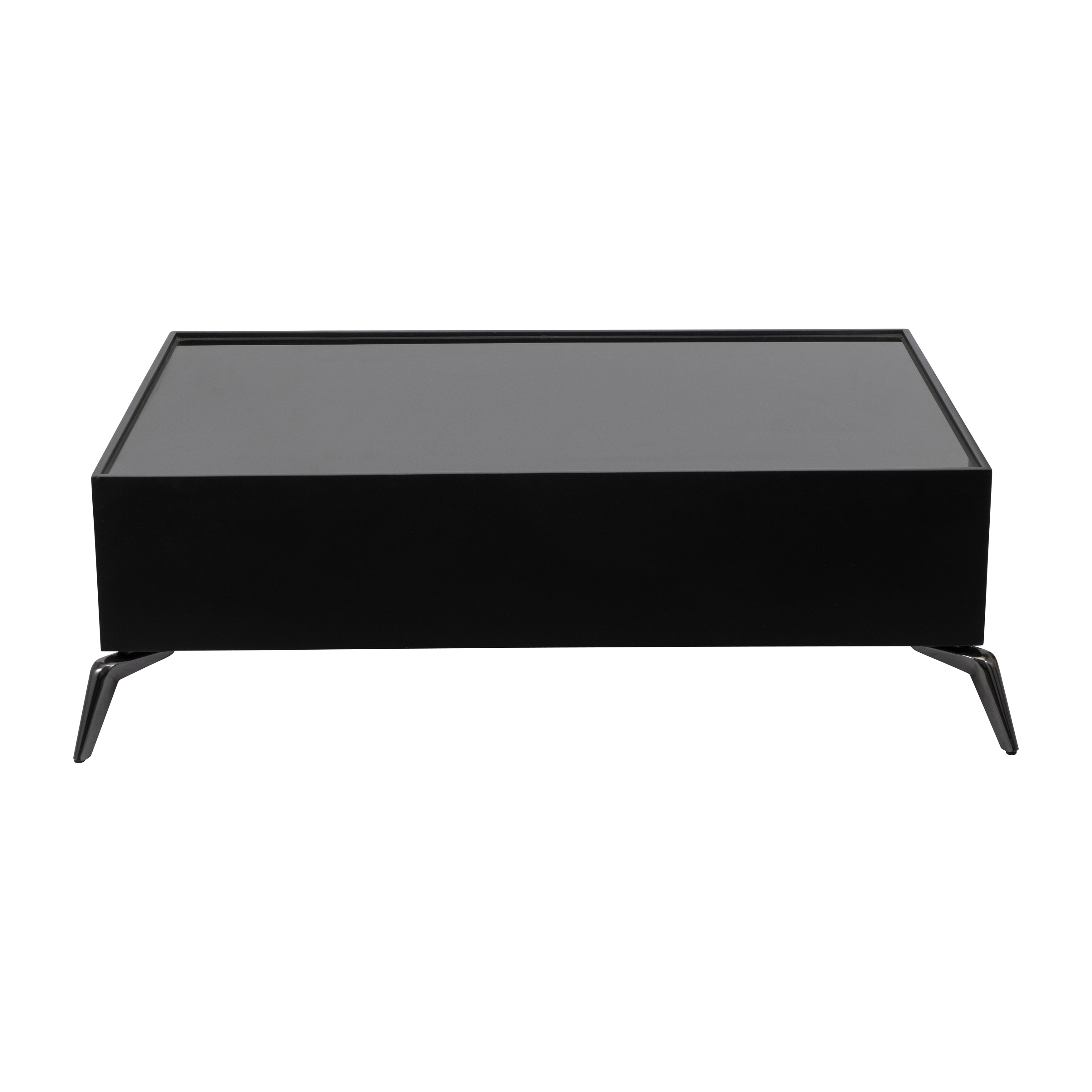 Wood/glass, 47x16" Coffee Table, Blk, Kd - Decor Addict, LLC