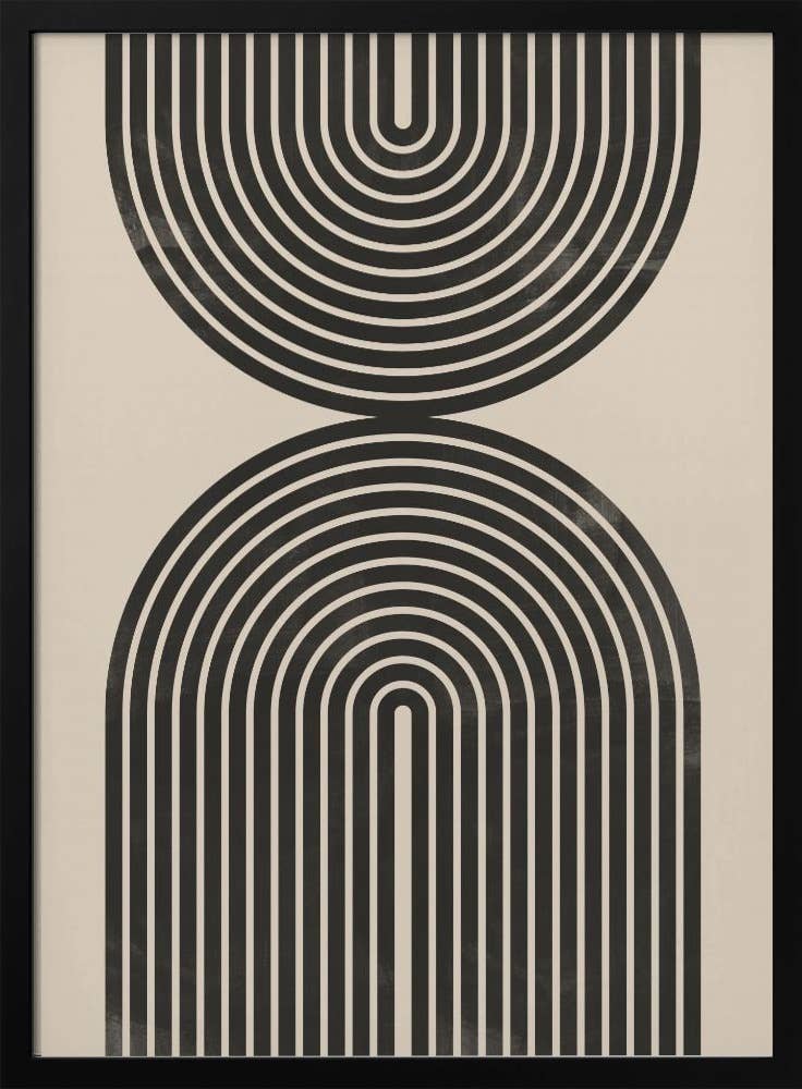 "Black Arch Line Art" Wall Art: Black Framed Textured Print / 40"H x 30 "W - Decor Addict, LLC