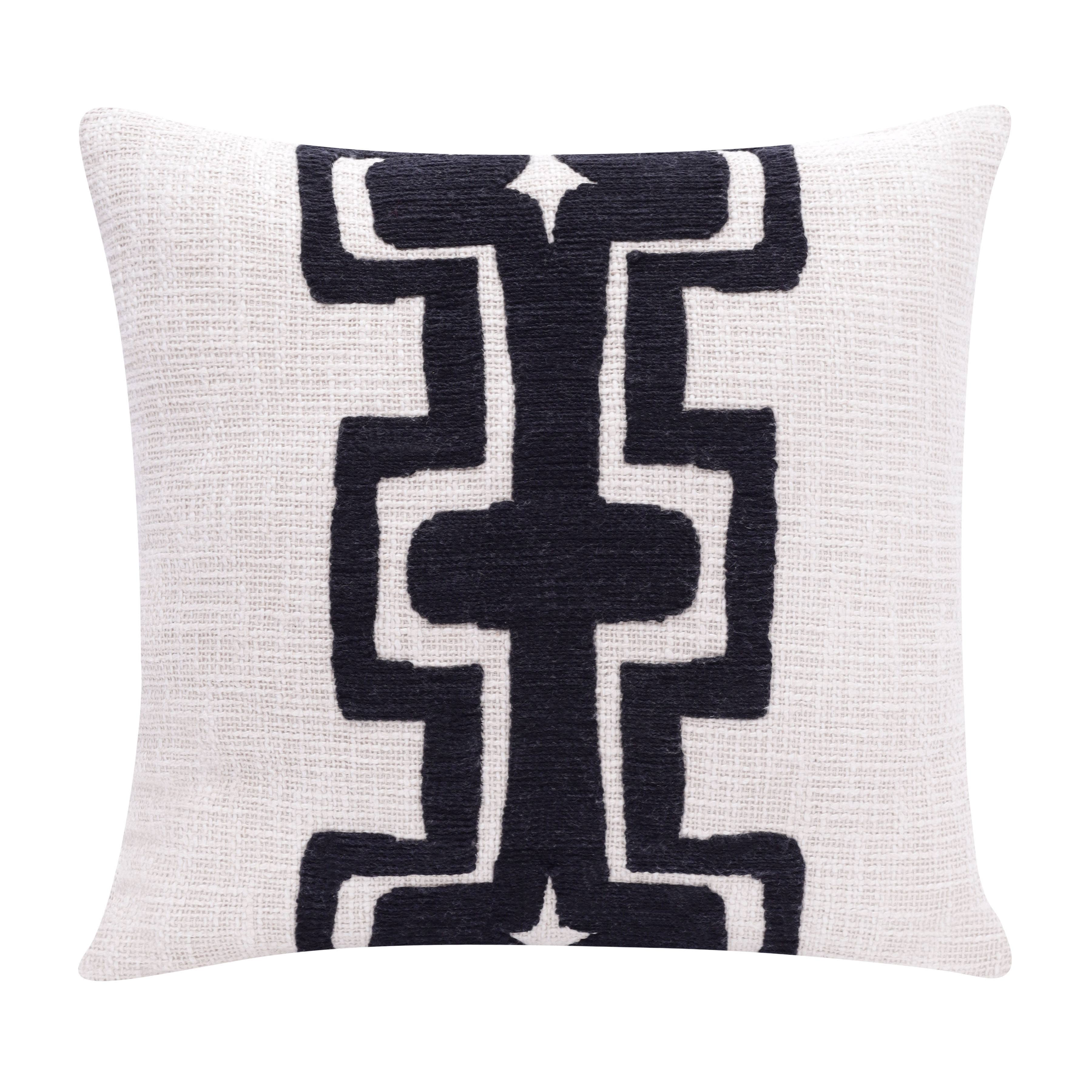 Seanna Geometric Handmade Decorative Throw Pillow: Onyx/ivory / 20" x 20" - Decor Addict, LLC