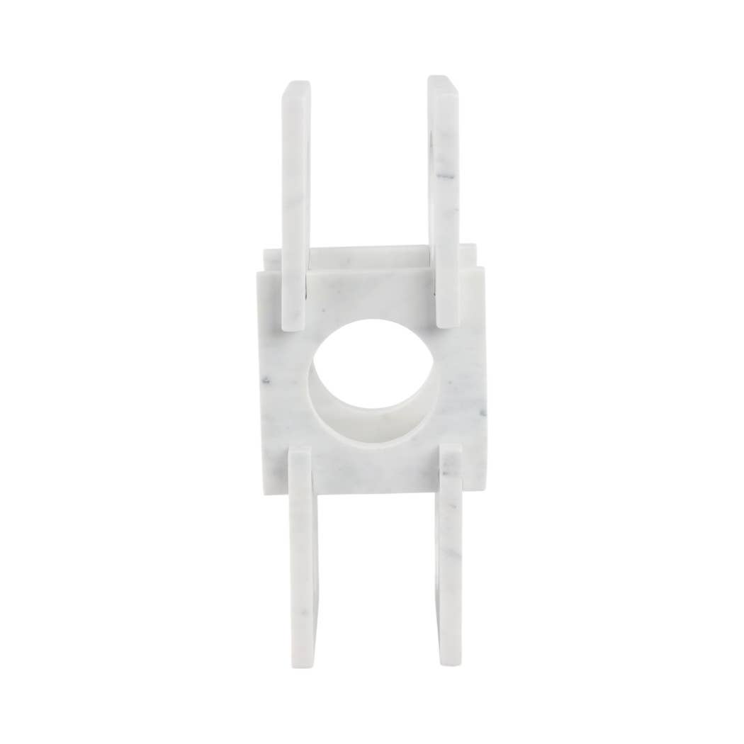 Wine Rack - White Marble Decorative Wine Bottle Rack, 16 in. - Decor Addict, LLC