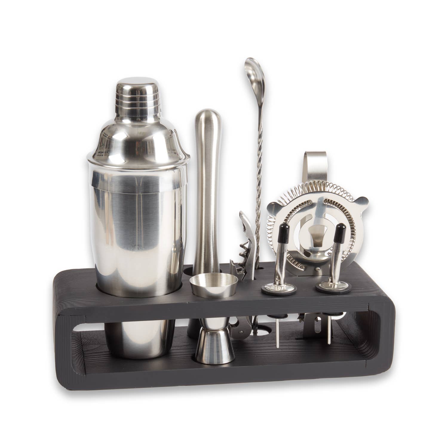 Mahattan Nine Piece Bar Set with Black Wood Base - Decor Addict, LLC
