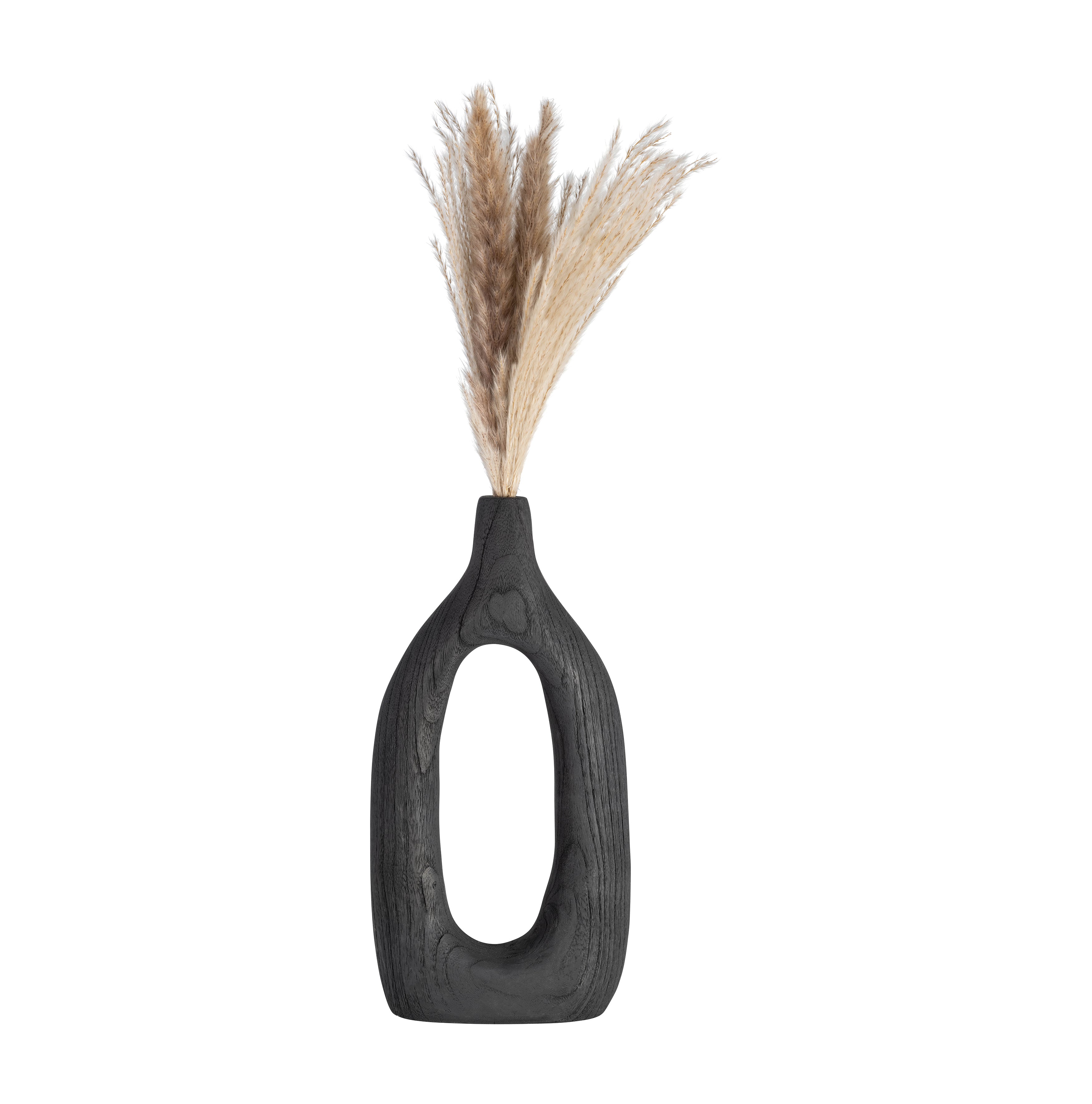 Wood, 14"h Cut-out Vase, Black - Decor Addict, LLC
