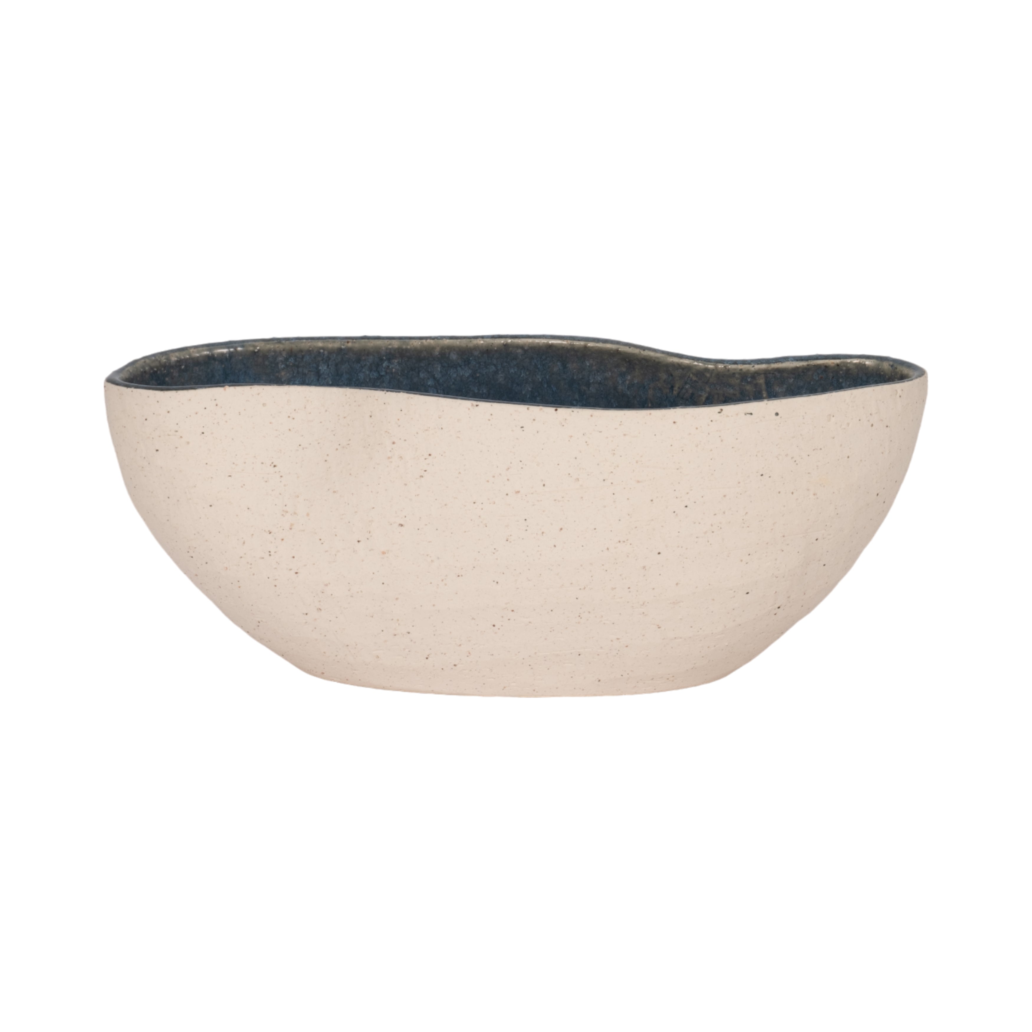 13" Reactive Curvy Oval Bowl, Blue/white - Decor Addict, LLC