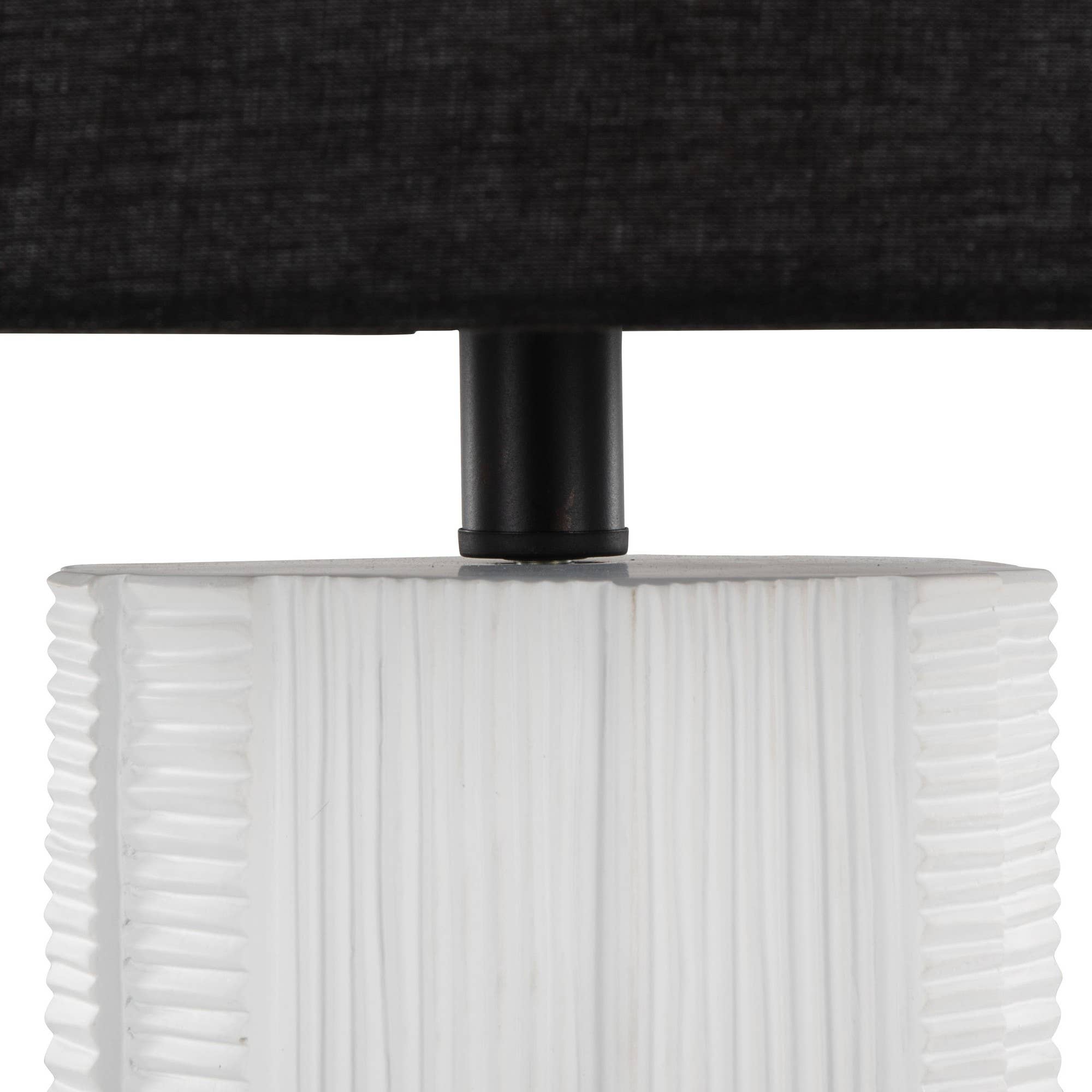 Petra 26" Polyresin Table Lamp - Set of 2: Cream Polyresin, Black Metal, Black Linen - Decor Addict, LLC