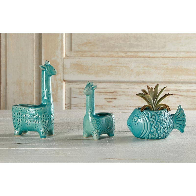 Lake Blue Giraffe Planter Lrg - Decor Addict, LLC