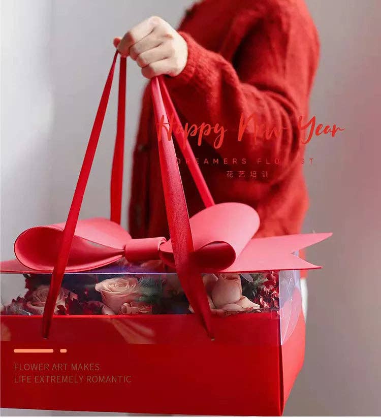 Big Bow Rectangle Flower Box with Clear Lid: Black - Decor Addict, LLC