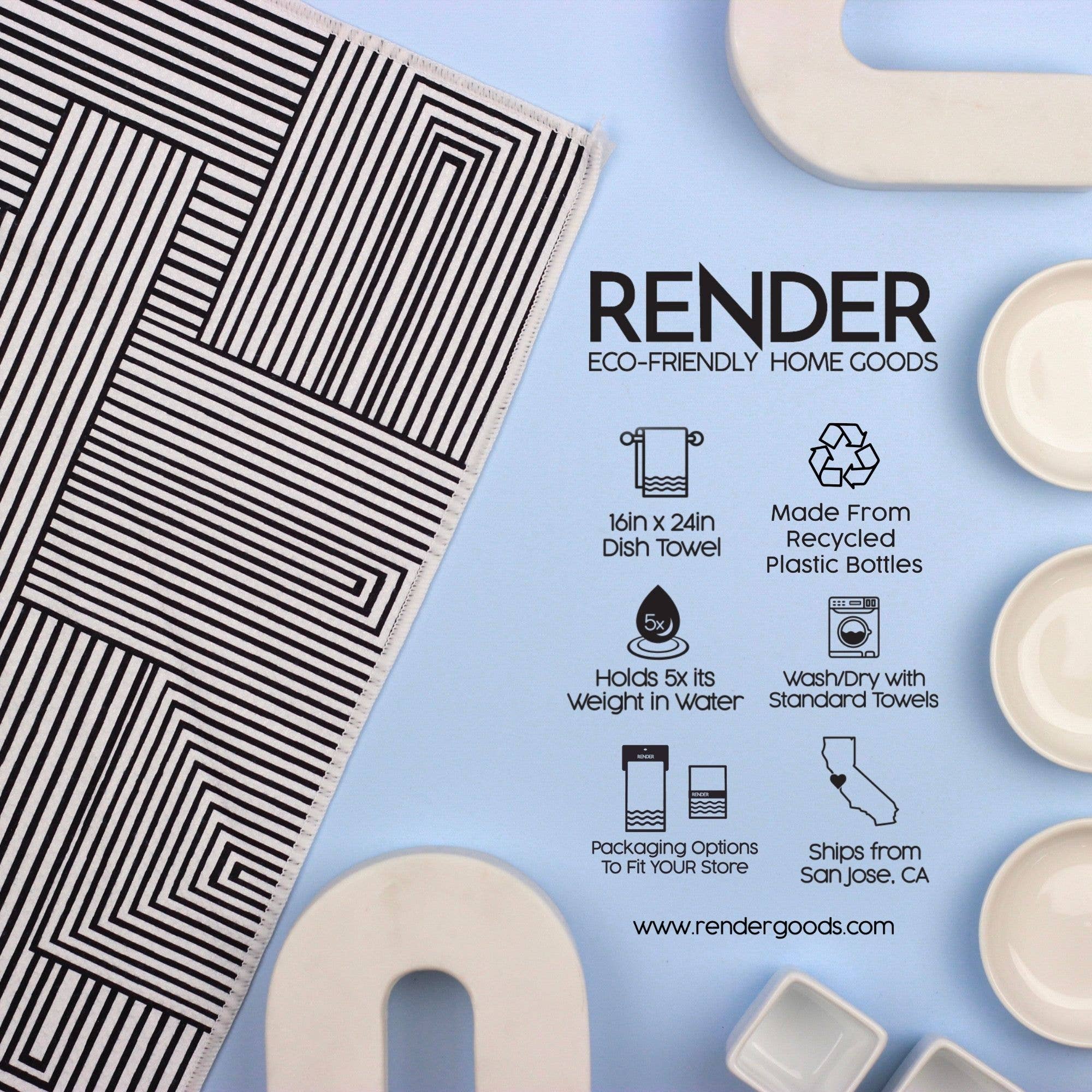 Mono Maze Dish Towel- 16''x24'': Folded Packaging - Decor Addict, LLC