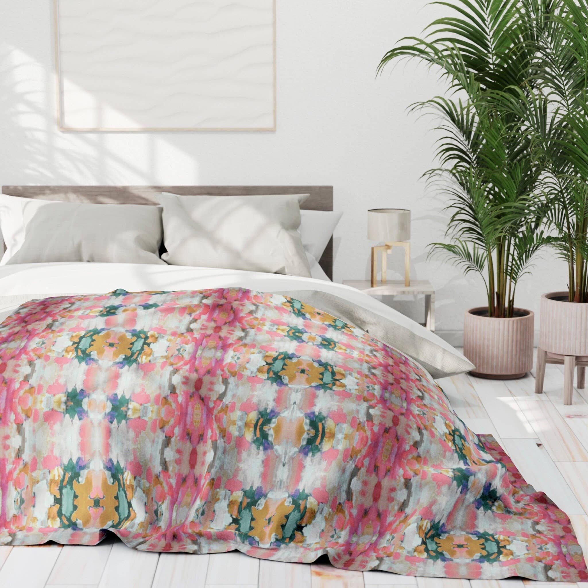 Layla 60x80” Sherpa Blanket Pink Red Green Yellow Gold Grey - Decor Addict, LLC