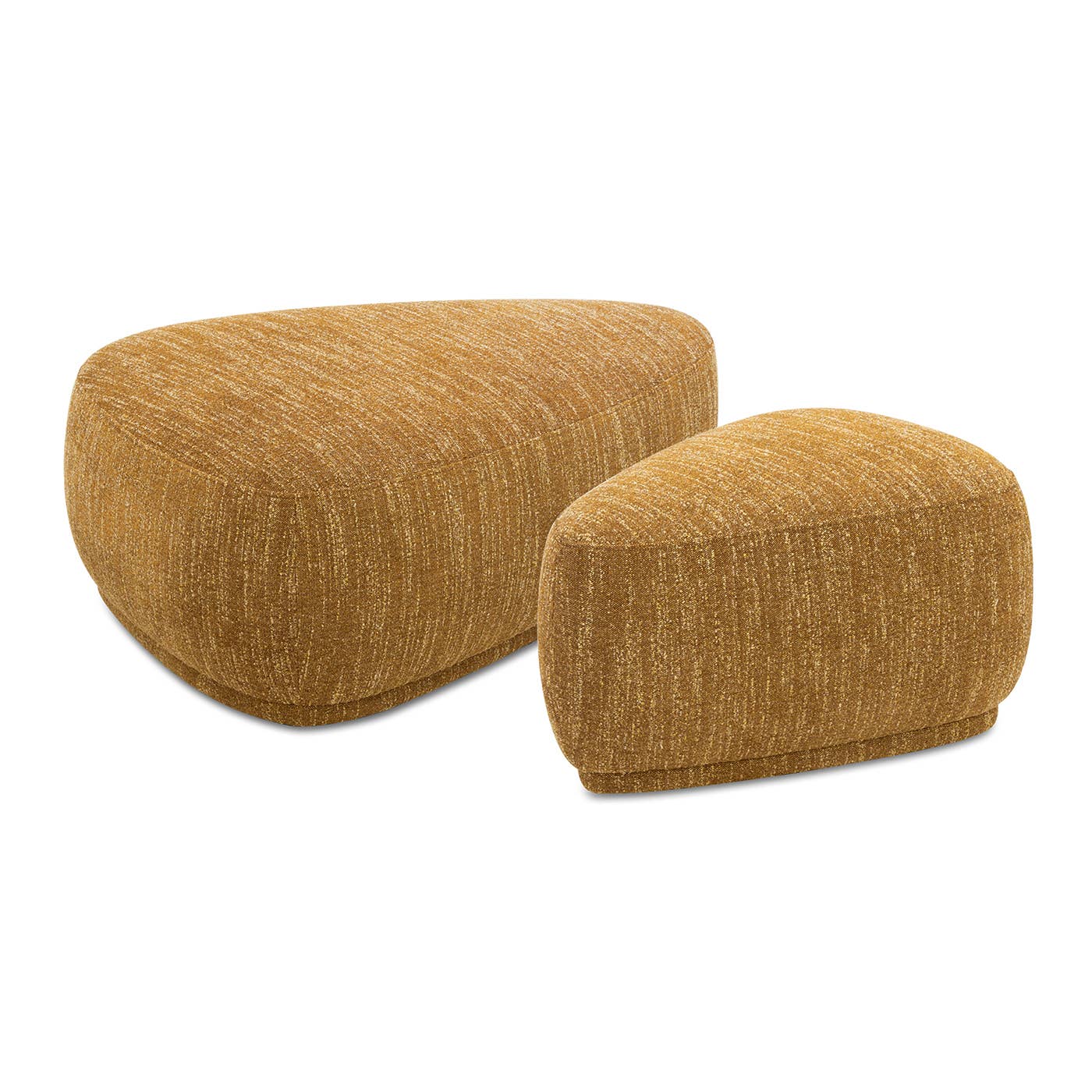 Pebble 44" & 26" Rounded Triangle Cocktail Ottoman Set: Mustard Yellow - Decor Addict, LLC