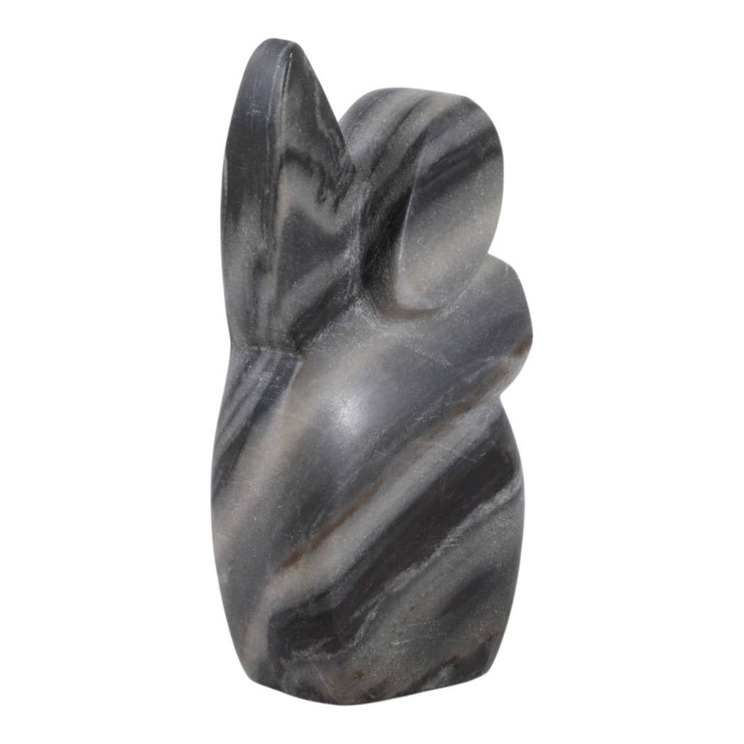 Sculpture - Gray Marble Decorative Carved Angel, 6 in. - Decor Addict, LLC