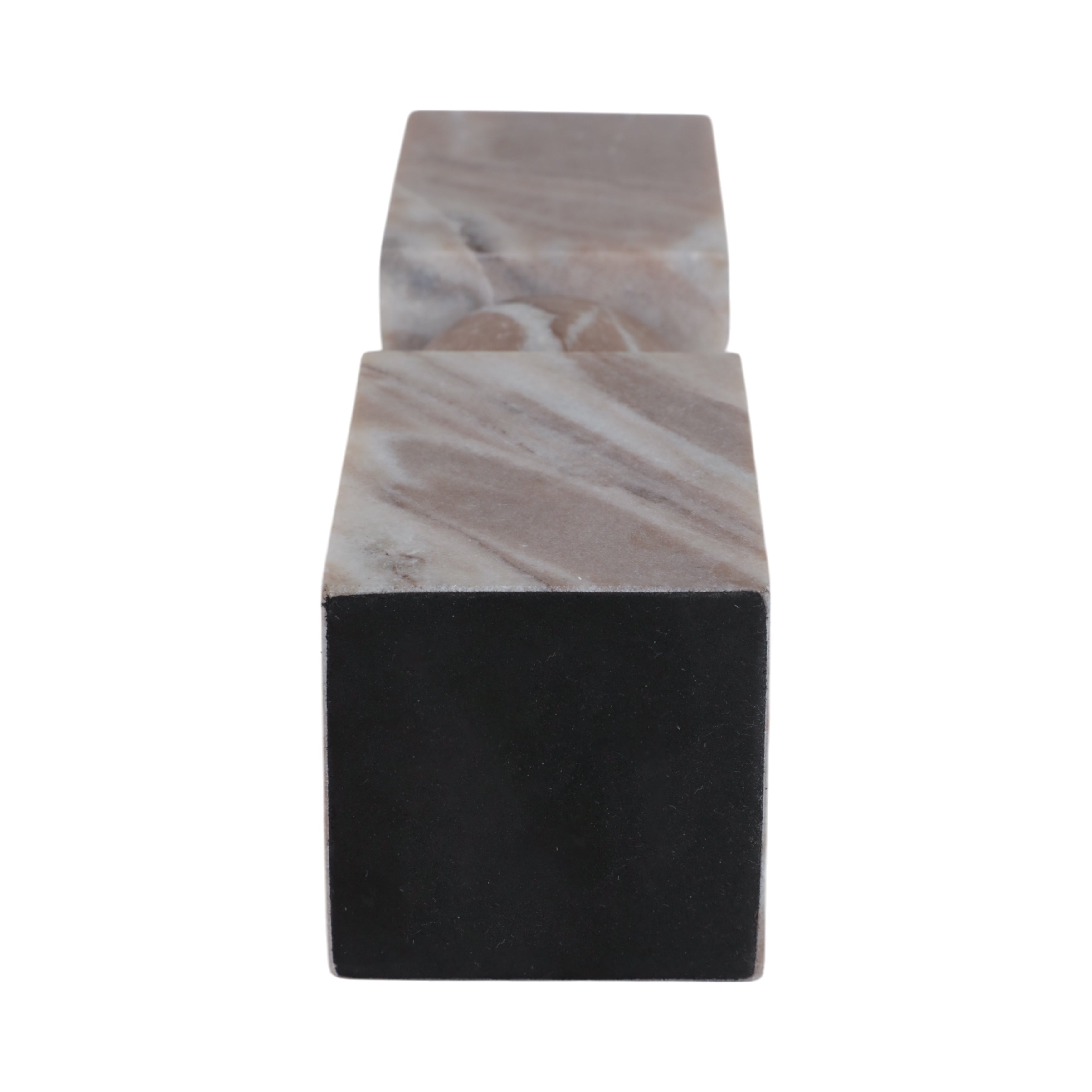 12x3" Chunky Marble Taper Holder, Tan Multi - Decor Addict, LLC