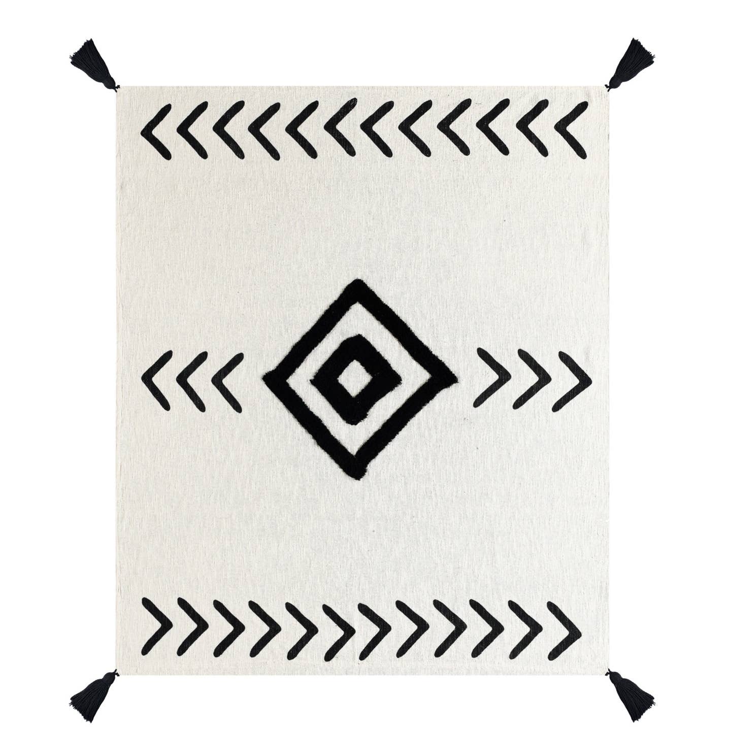Modern Boho Tufted Diamond Medallion Cotton Throw Blanket- LR - Decor Addict, LLC