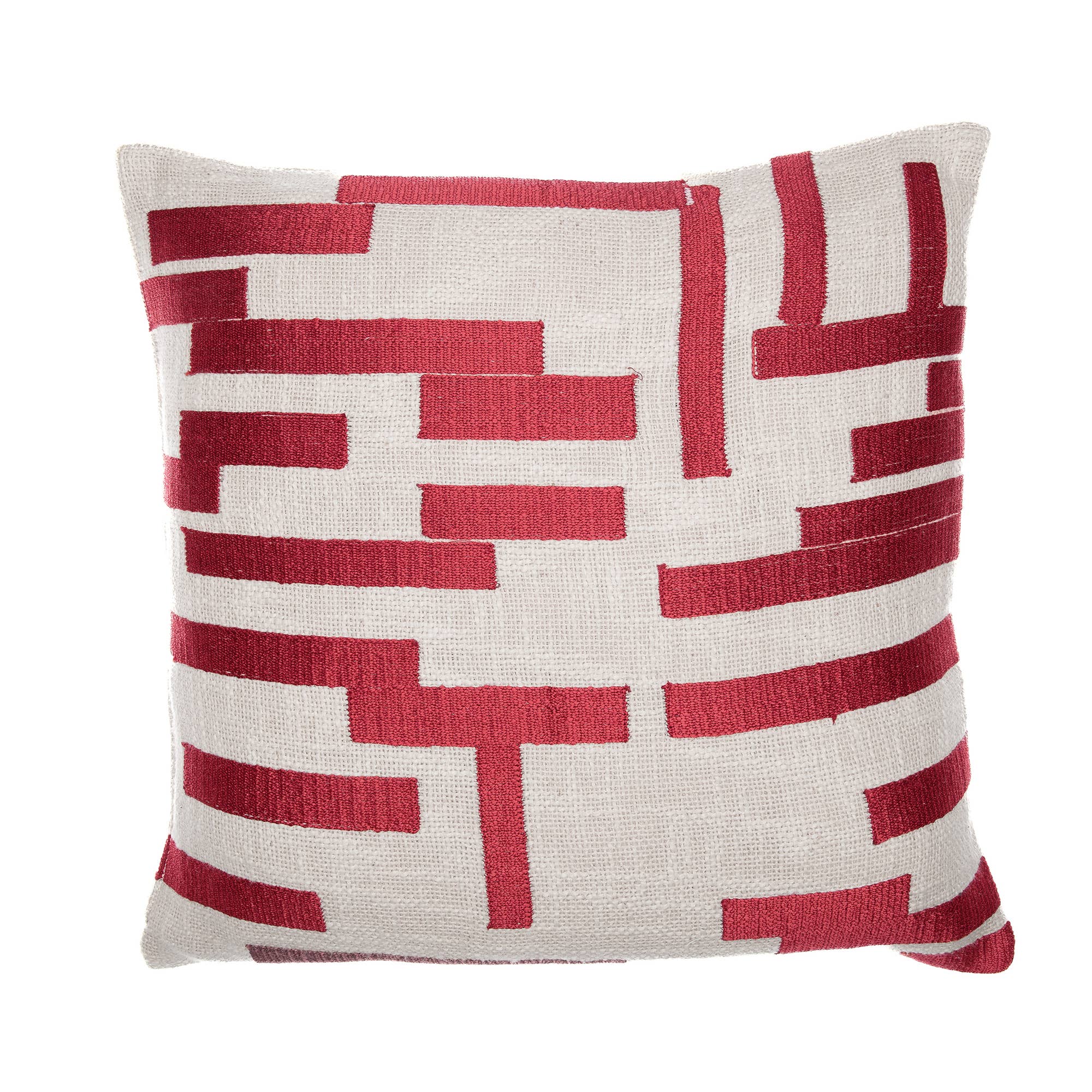 Modern/Contemporary Geometric Hand-Woven Throw Pillow: Ivory / 20" x 20"
