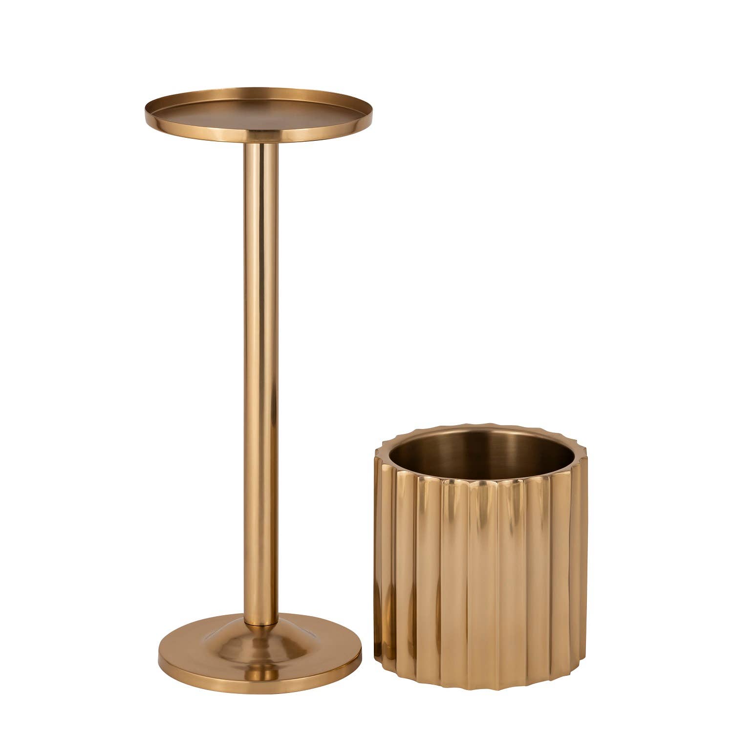 Gold Steel Ice Bucket Stand Only Large: Gold / STEEL - Decor Addict, LLC