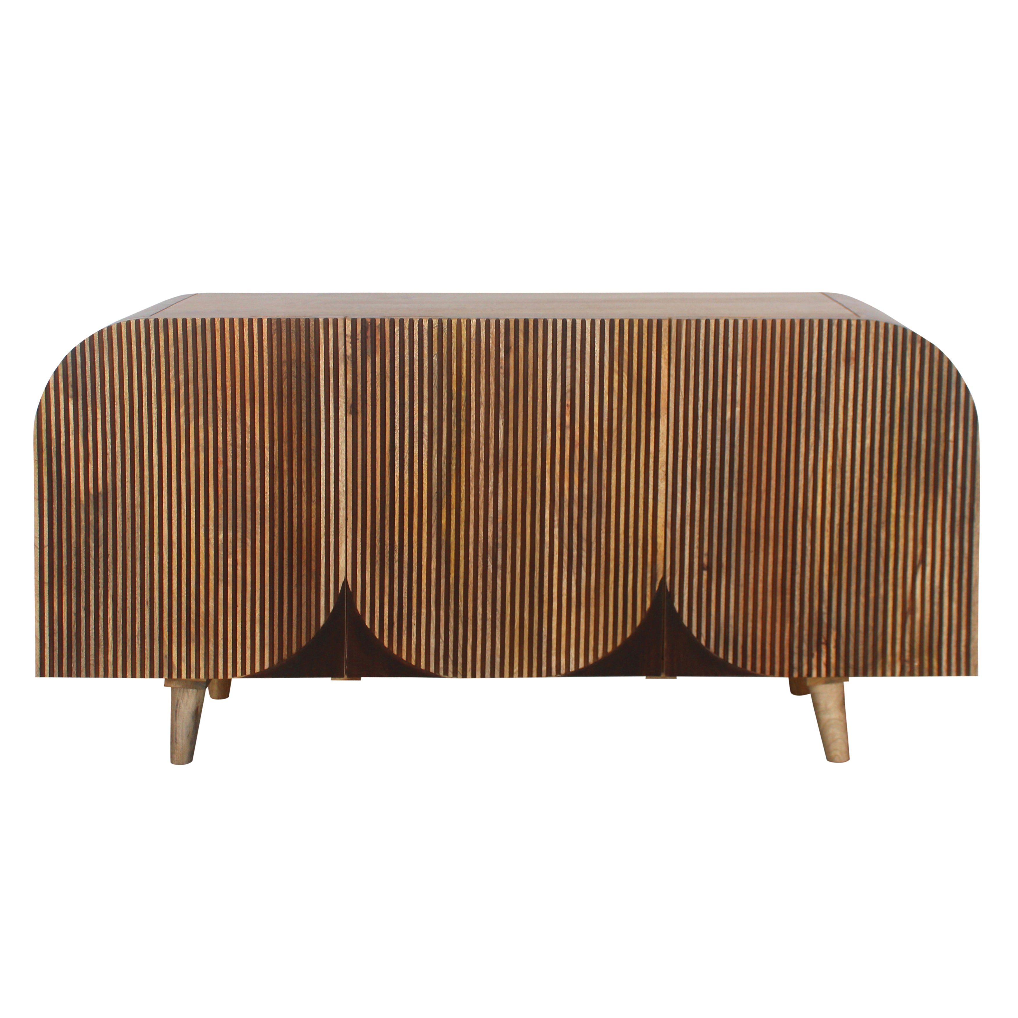 60" Curved Ridges Sideboard, Brown/natural - Decor Addict, LLC
