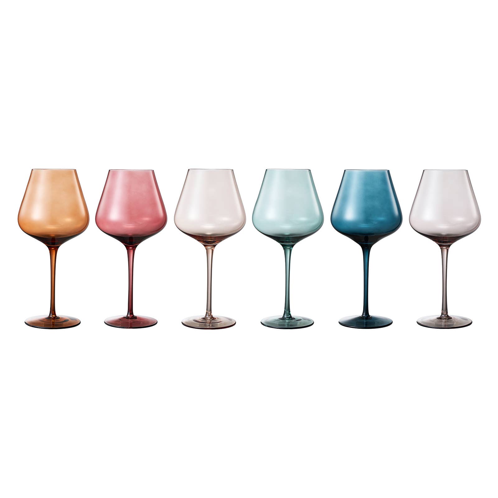 Pastel Large Colored Crystal Wine Glass Set of 6 - Decor Addict, LLC