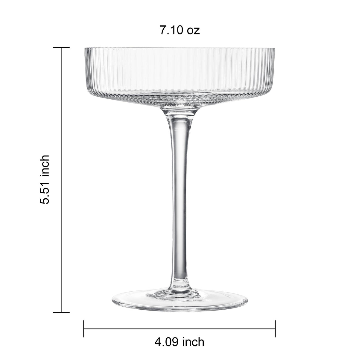 Ribbed Vintage Art Deco Coupe Glasses | Set of 12, 8OZ - Decor Addict, LLC