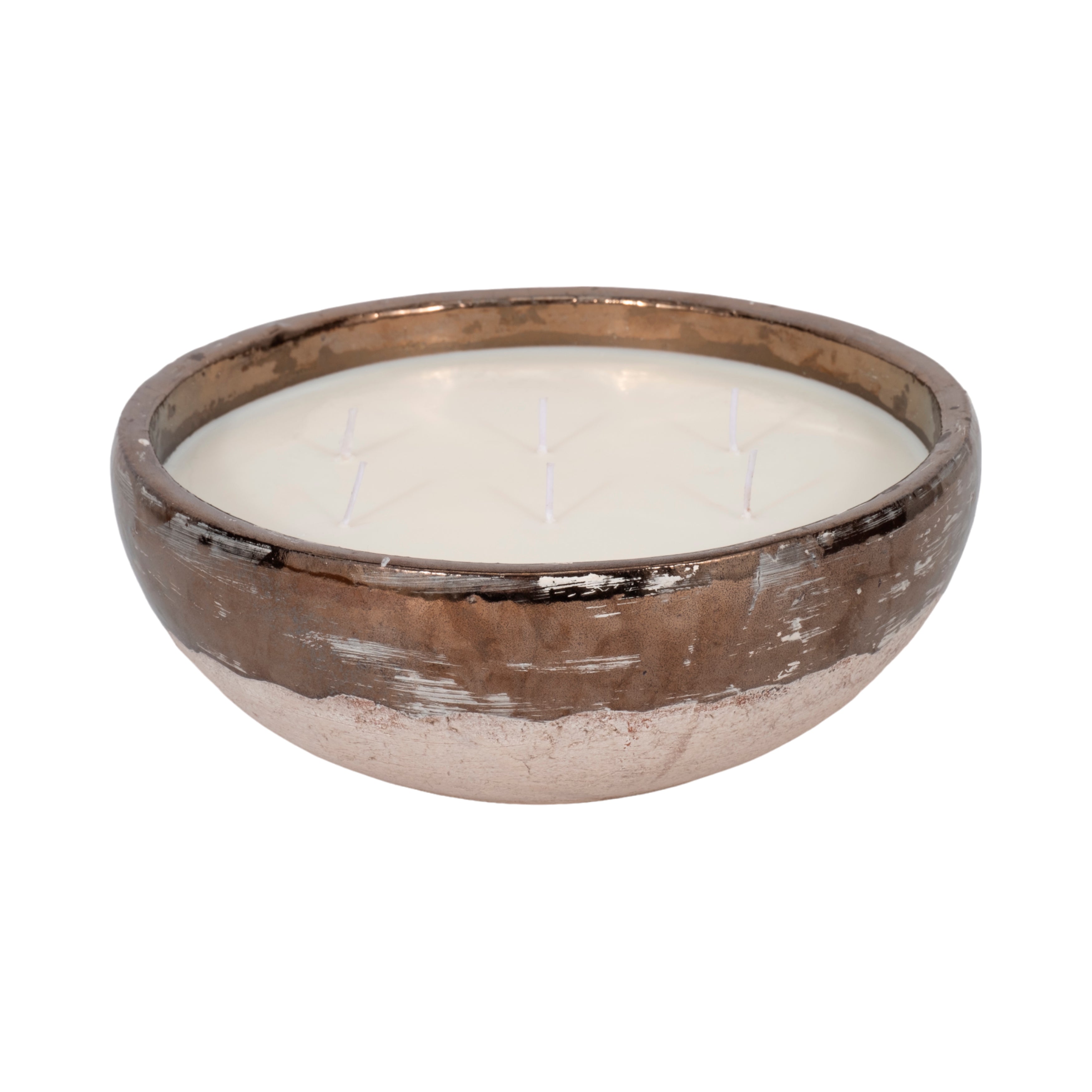 12" 57 Oz Pine Bowl Candle, Grey/gold - Decor Addict, LLC