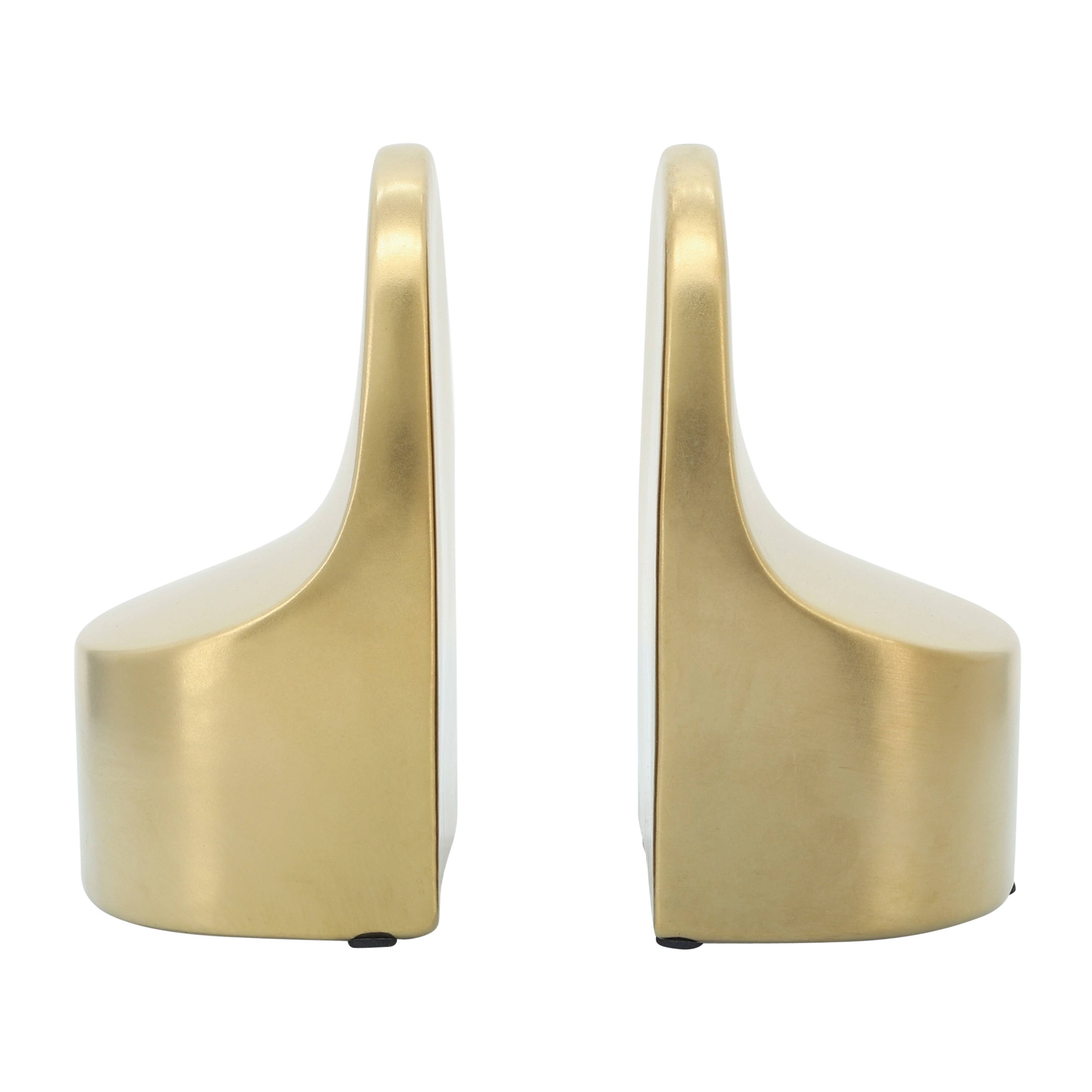 Bookends Set of 2 - Gold Ceramic Contemporary, 6 in. - Decor Addict, LLC